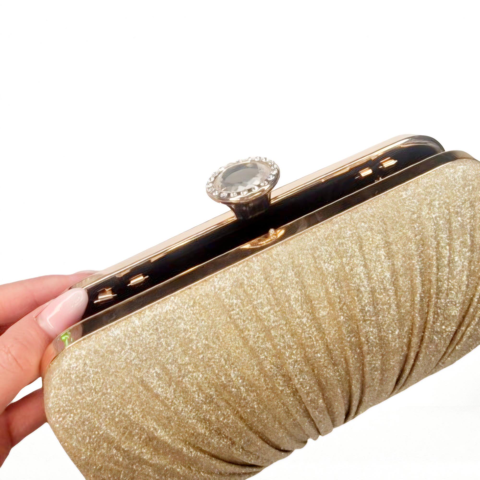 Alexa Gold Glitter Clutch Handbag