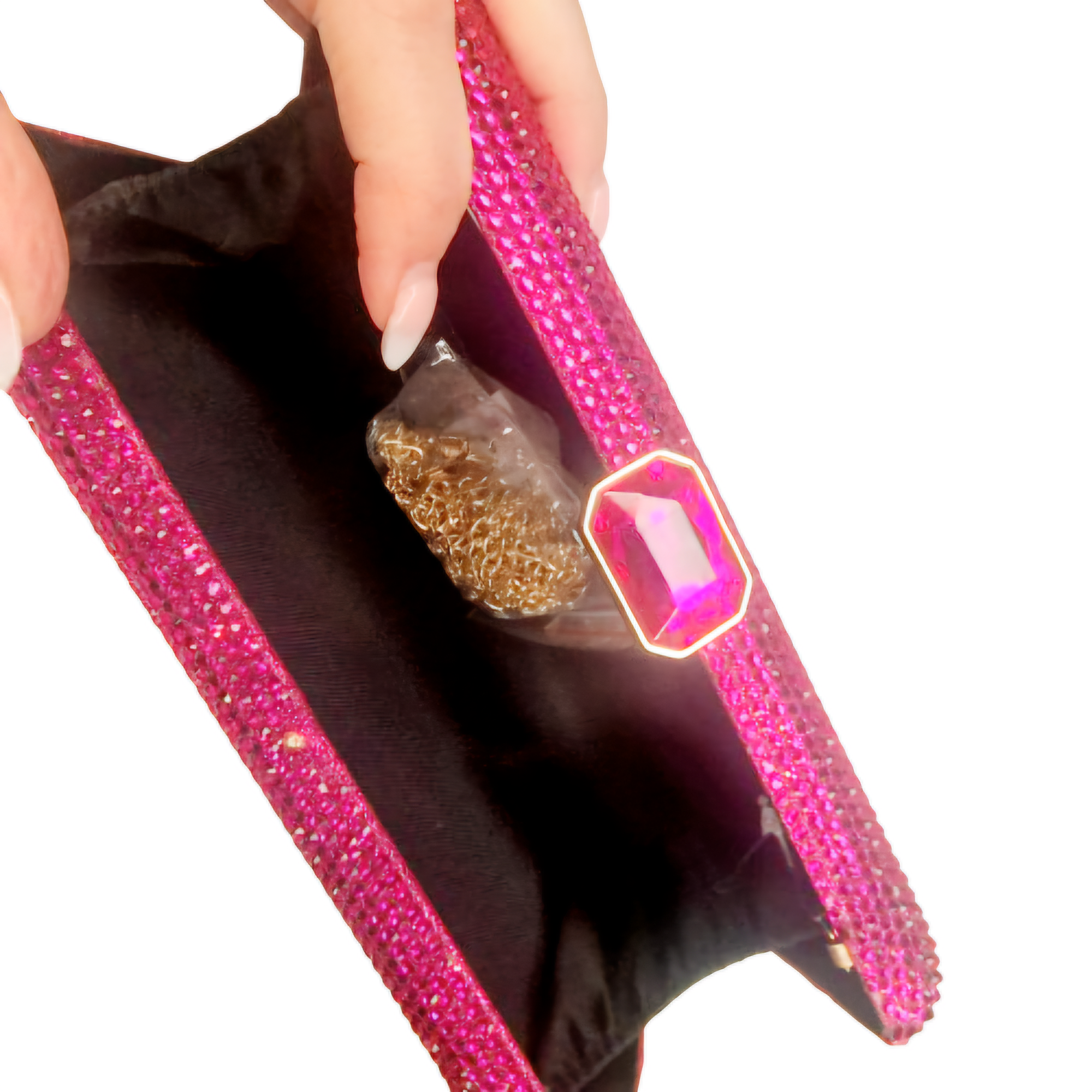 Leah Hot Pink Crystal Clutch Handbag