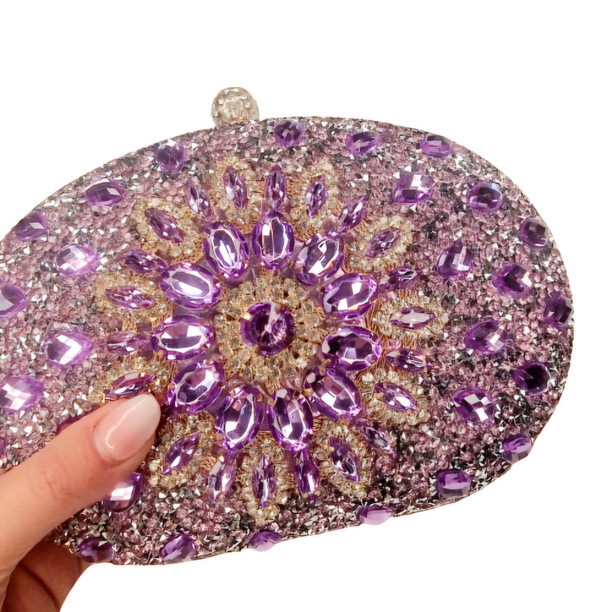 Jill Lilac And Silver Diamond Clutch Handbag