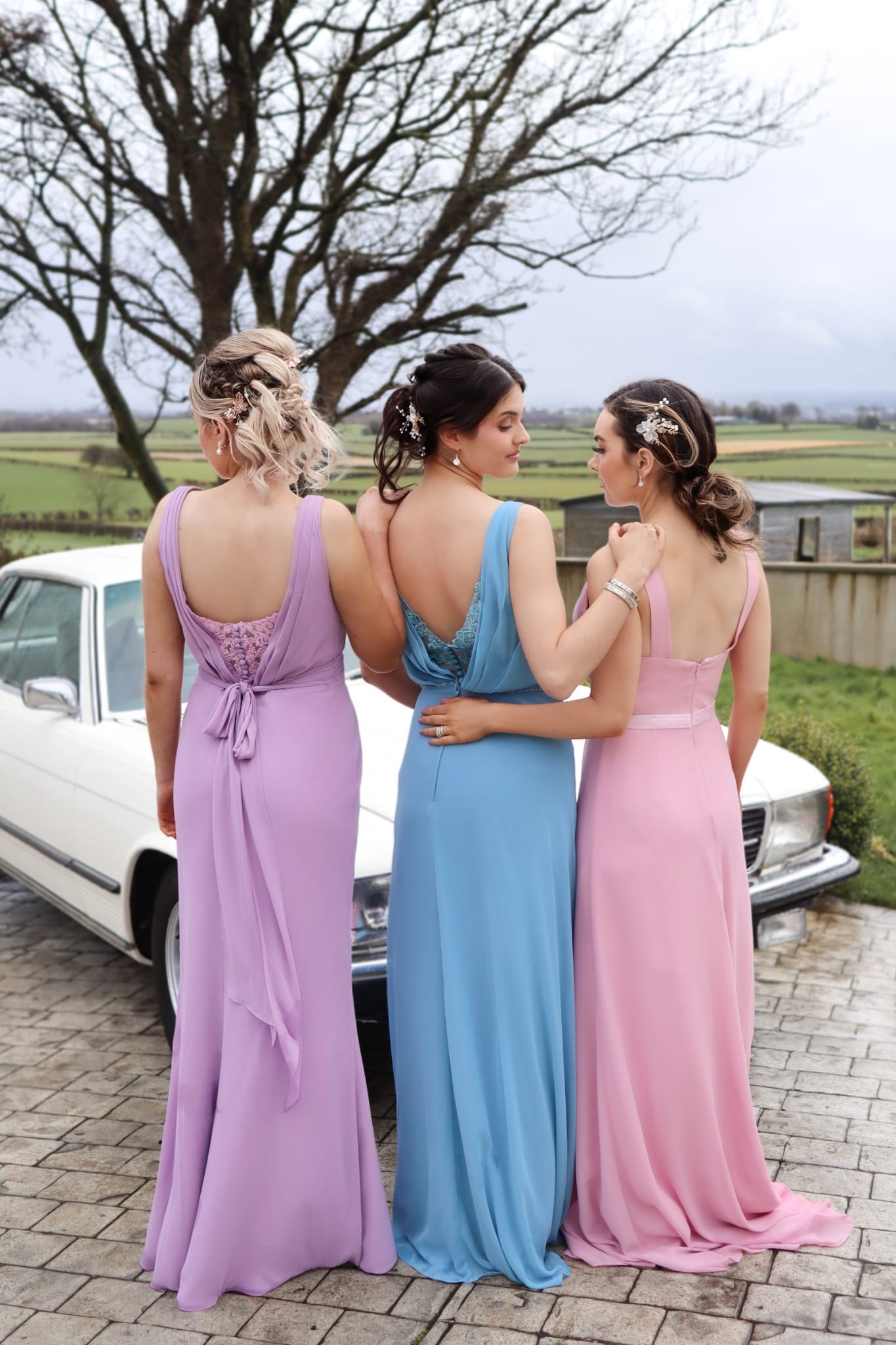 Lily Lilac Laced Buttoned Back With Tie At Waist Bridesmaids Dress