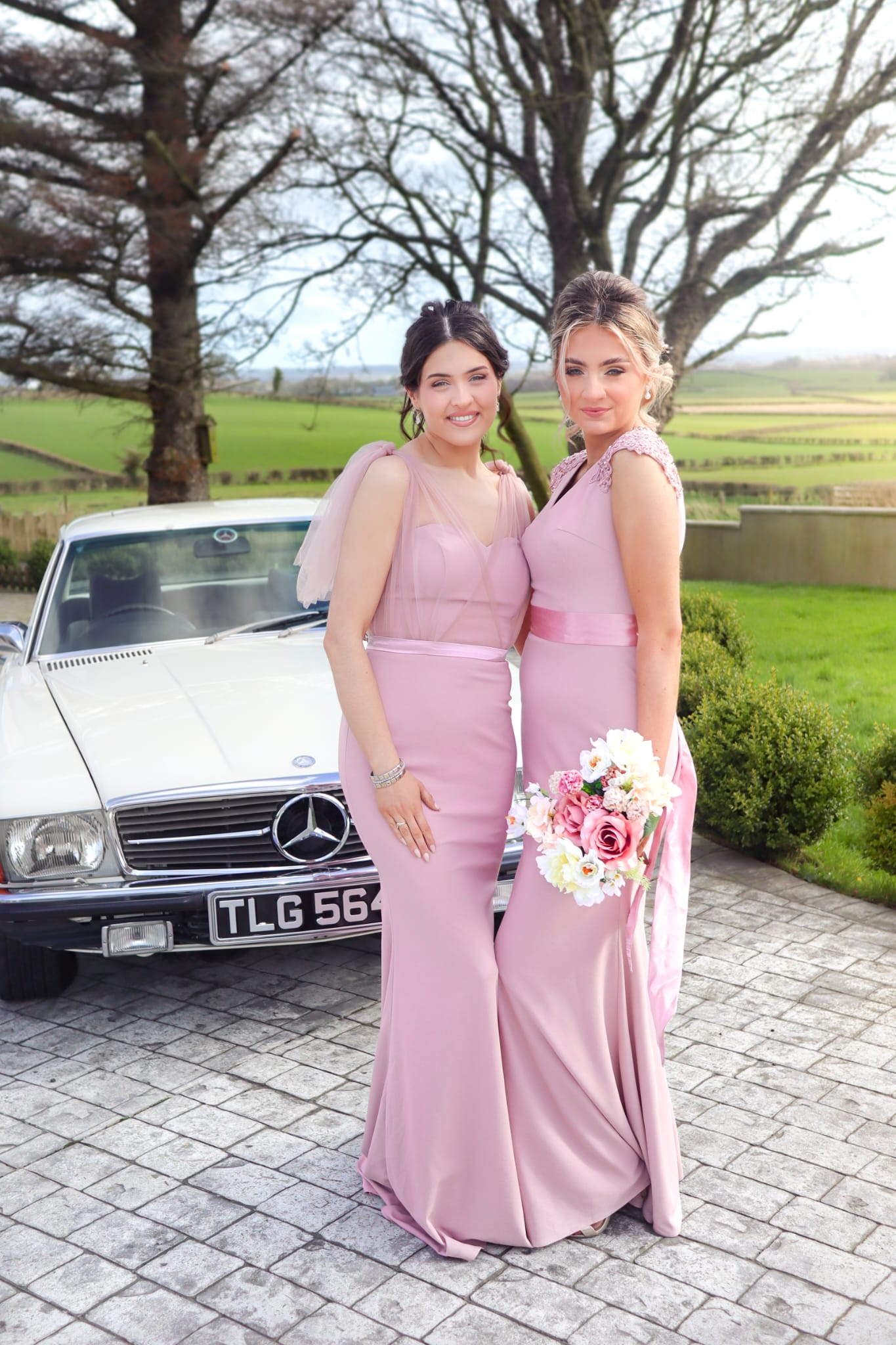 Alice Dusky Pink Soft Tulle Bow Straps Bridesmaids Dress