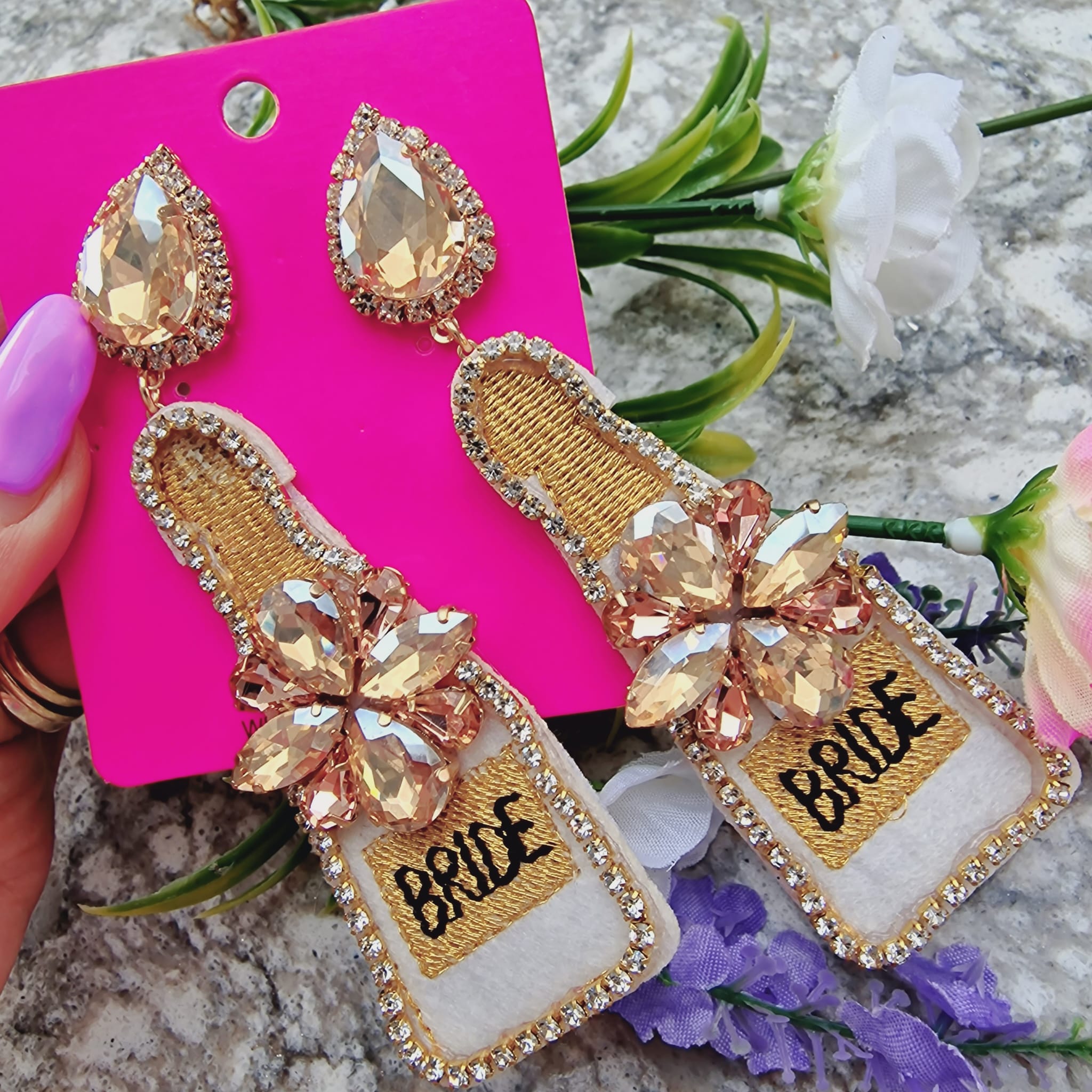 Rhinestone And Diamond Bride Earrings