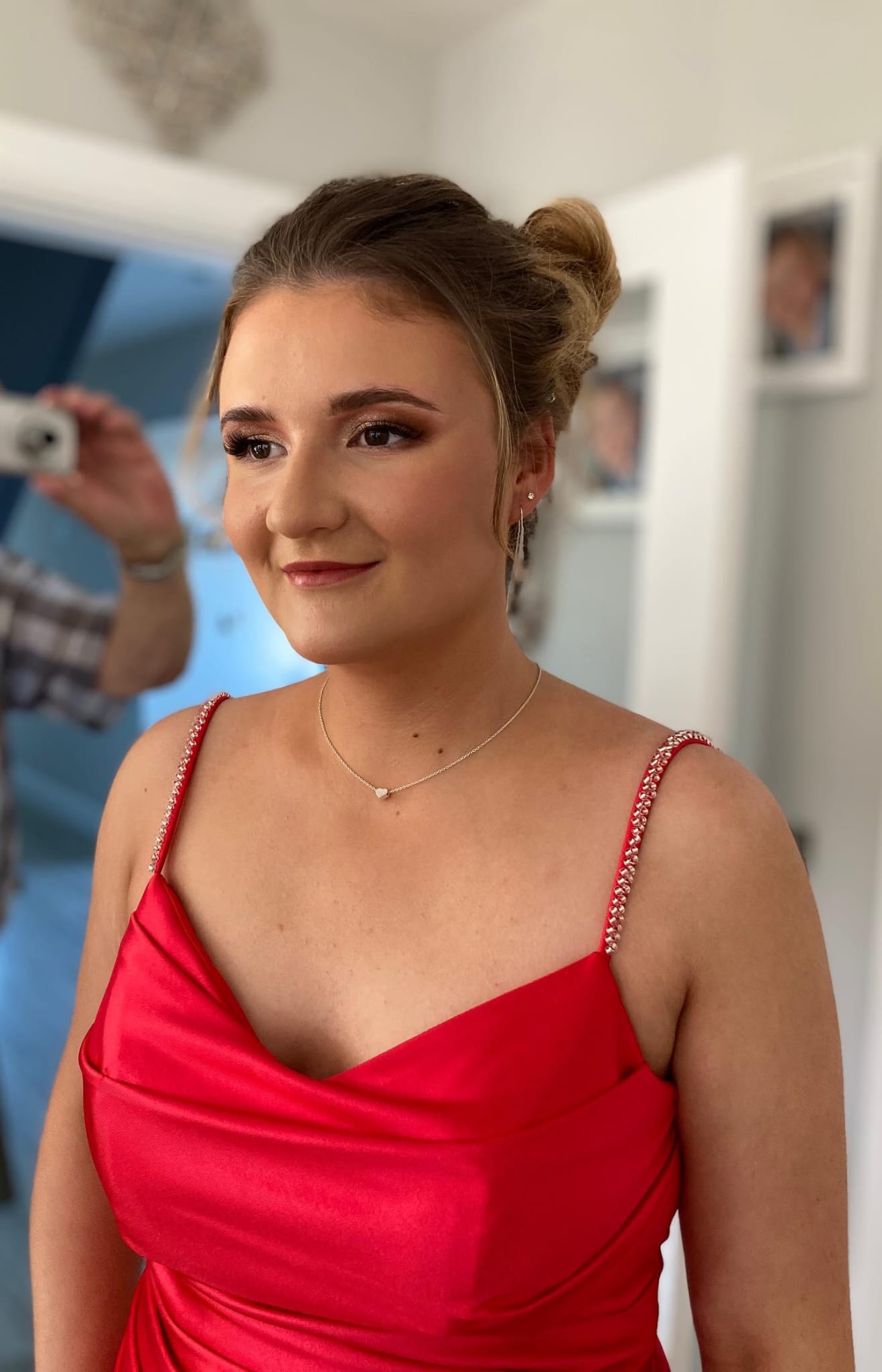 Acacia Red Cerise Satin Side Legsplit Diamante Strapped Formal Prom Dress