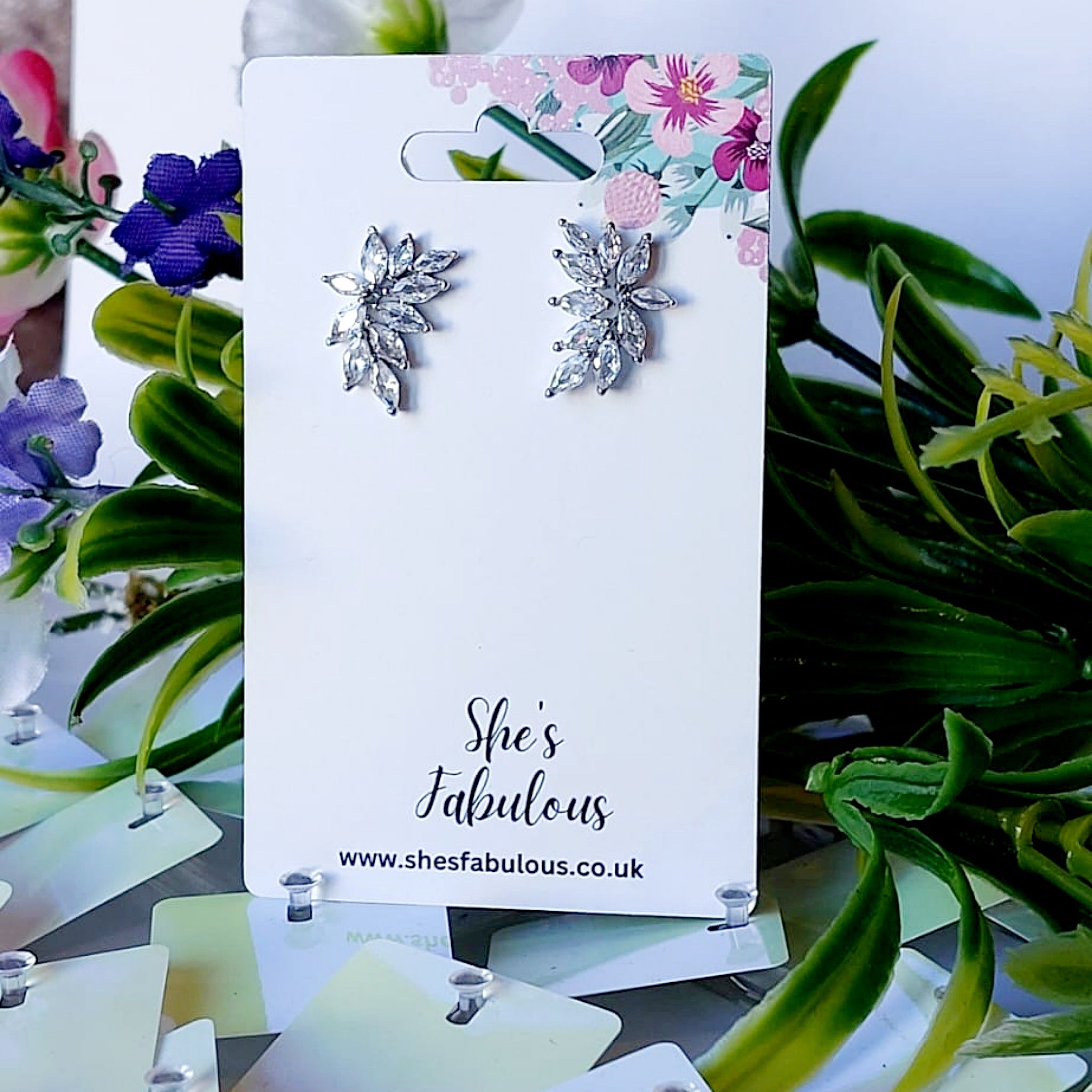 Esmarie Leaf Cluster Crystal Earrings