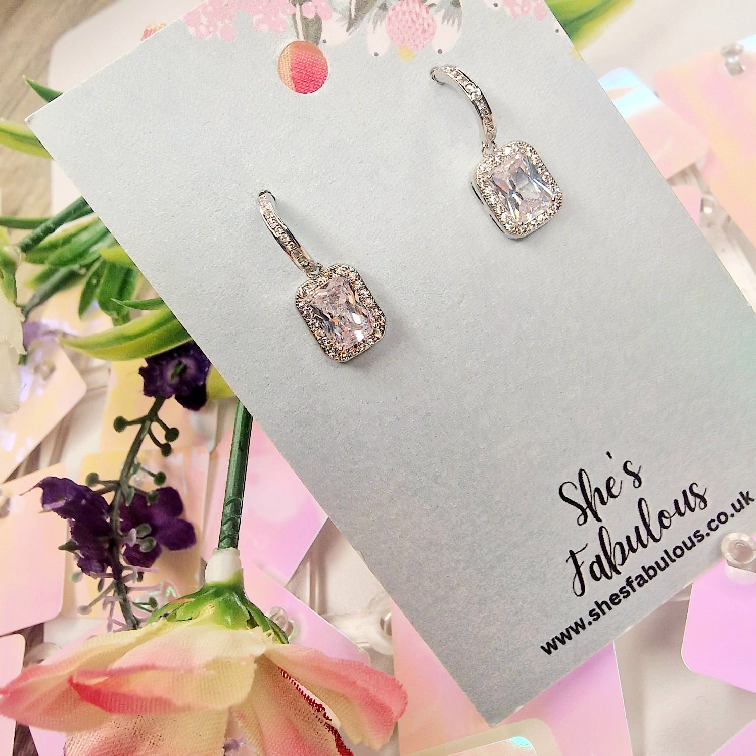 Ellie Square Hoop Crystal Earring