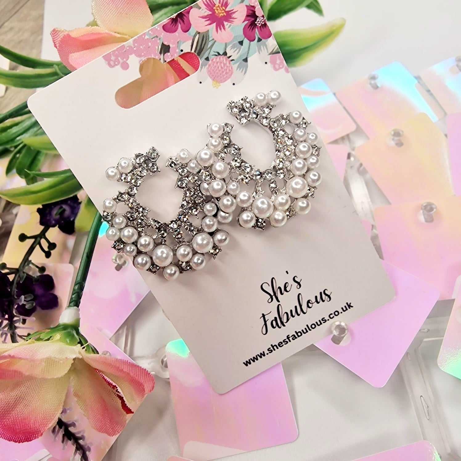 Emersyn Moon Design With Pearls Earring