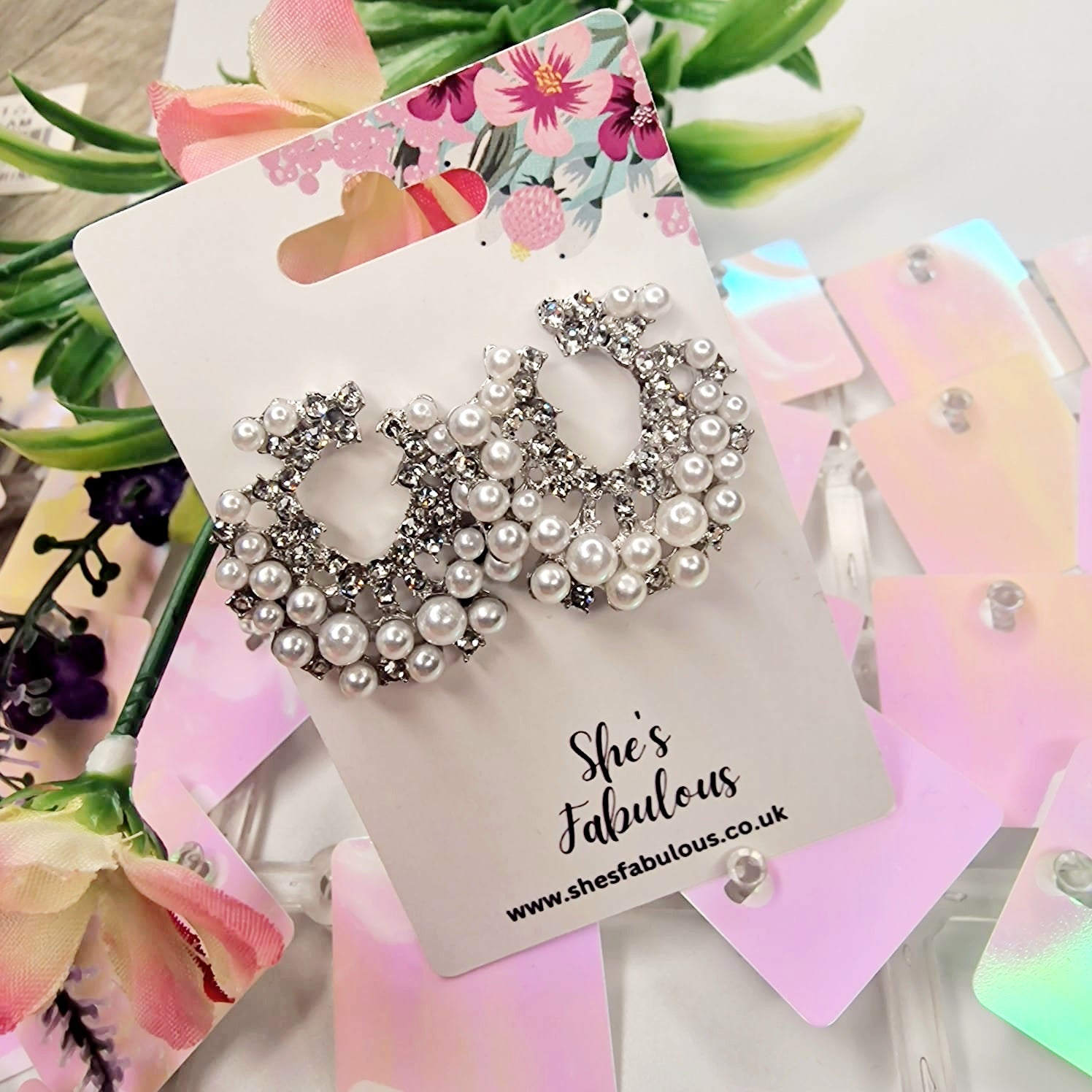 Emersyn Moon Design With Pearls Earring