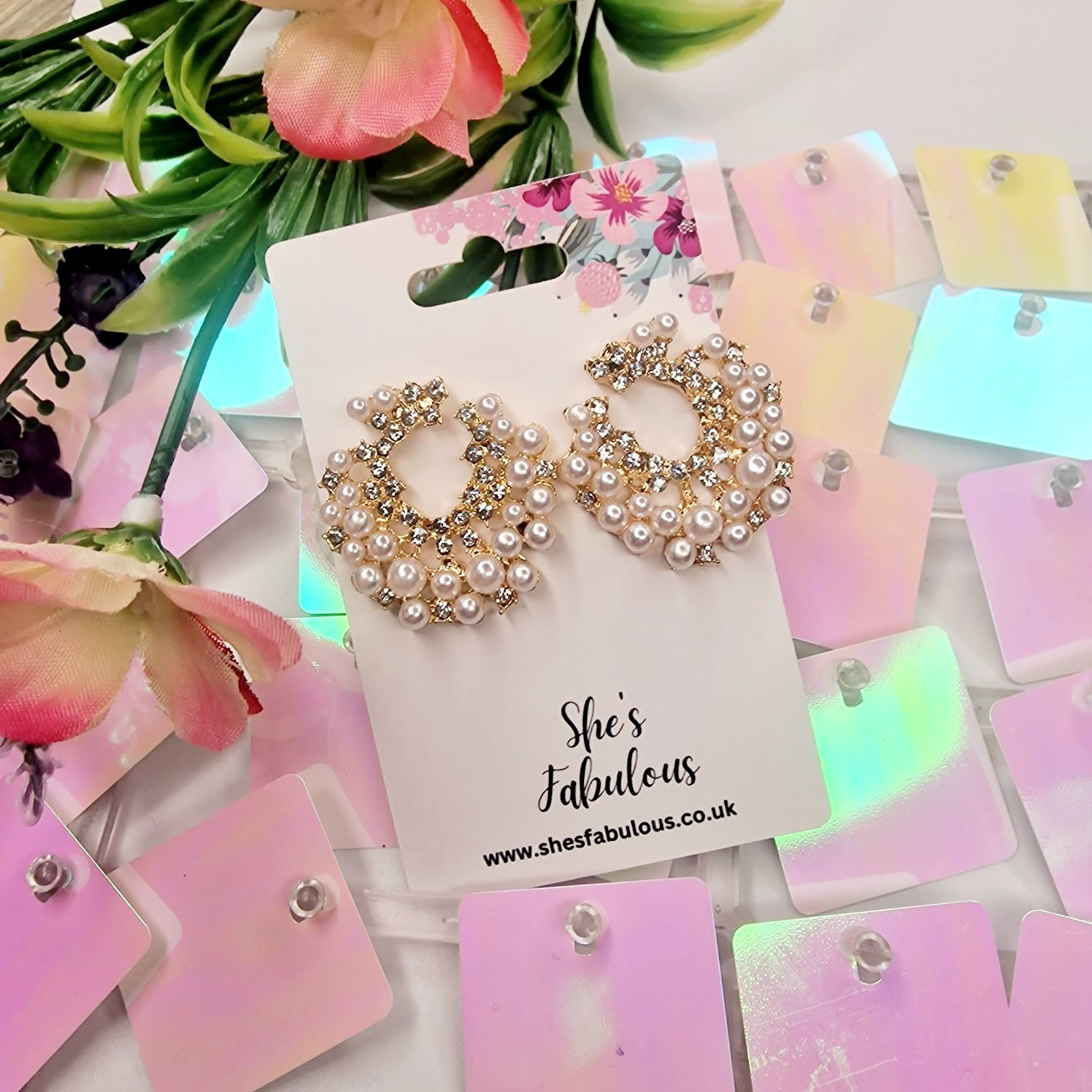 Emersyn Moon Design With Pearls Earring