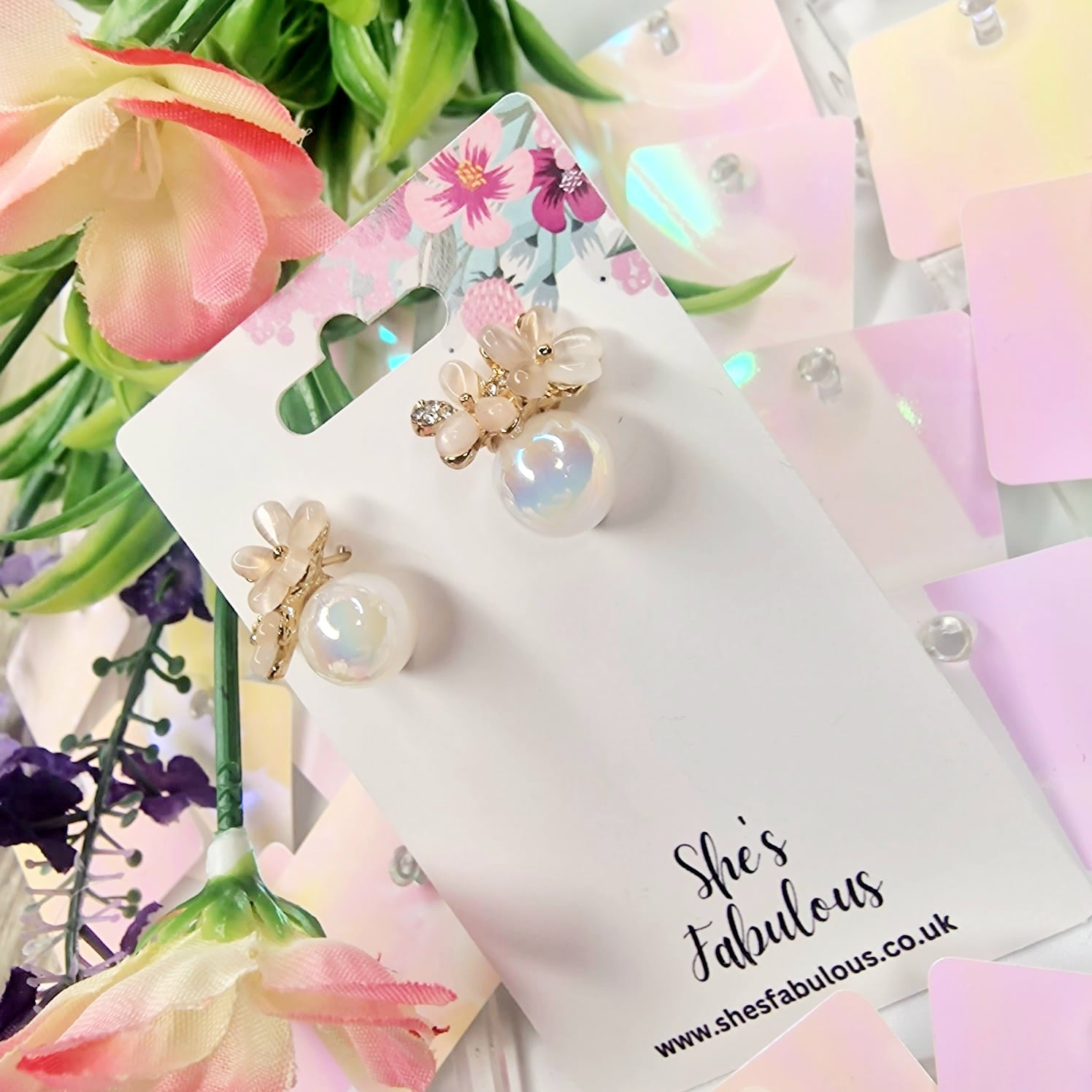 Ezra Flower Pearl Earrings