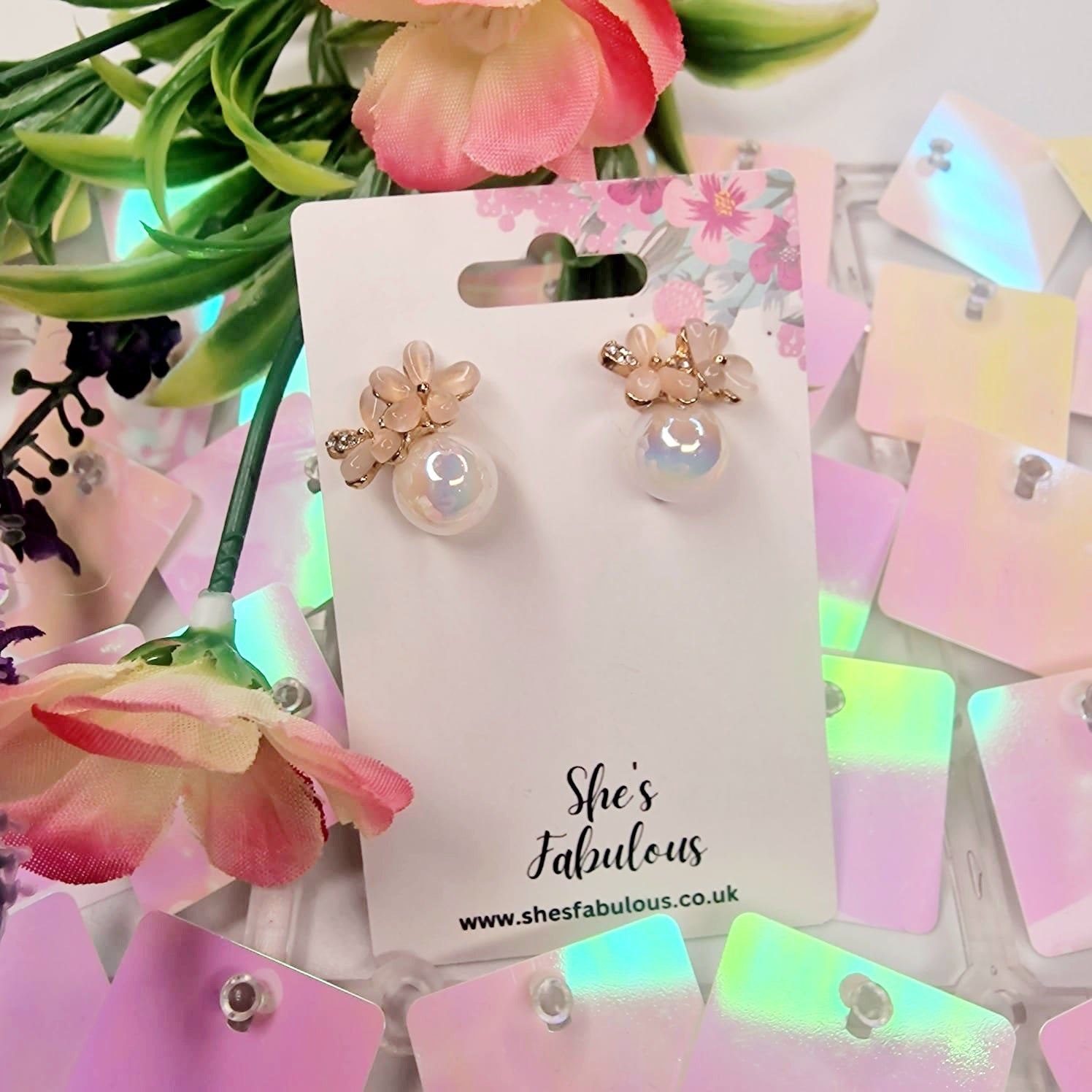 Ezra Flower Pearl Earrings