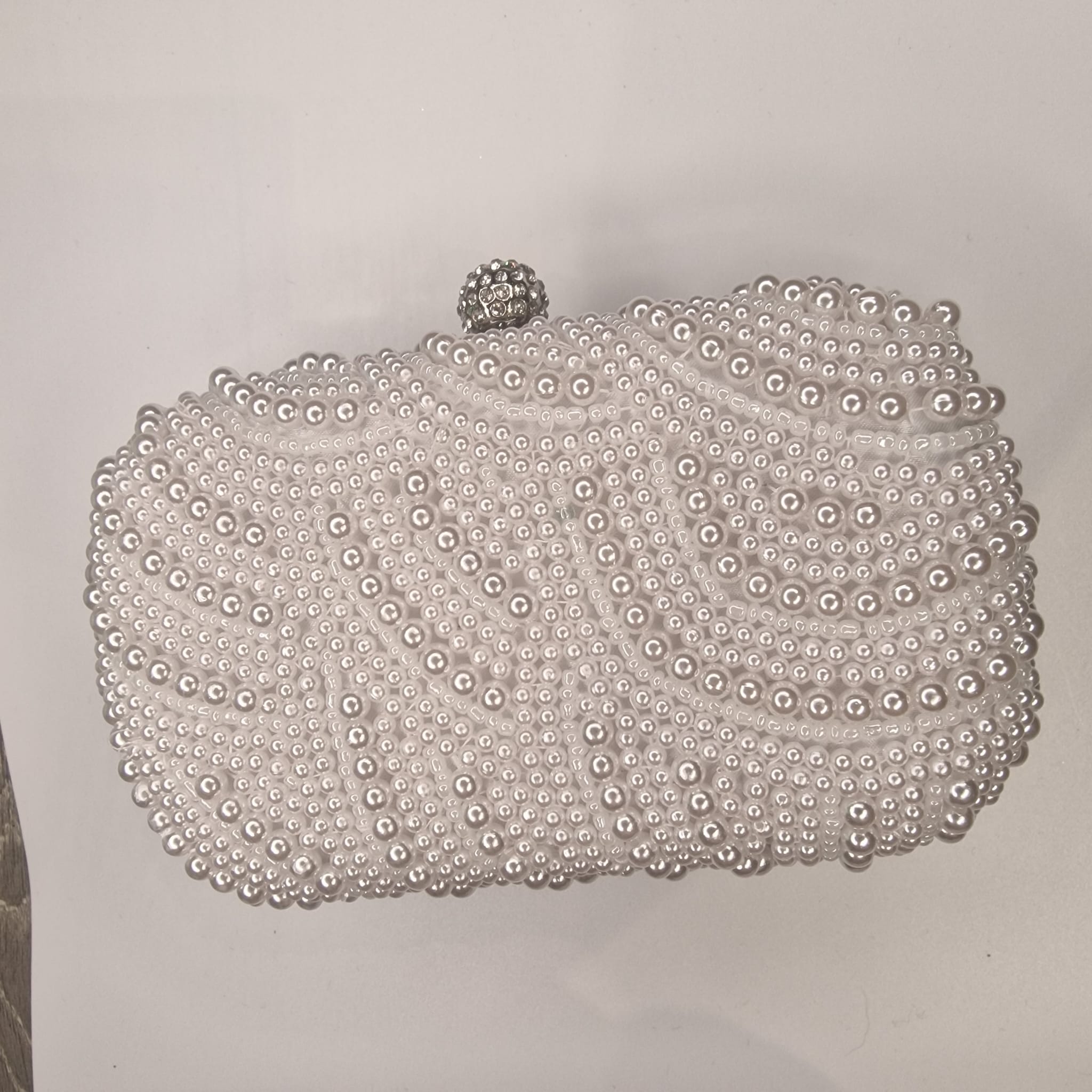 Clara White Pearl Clutch Handbag
