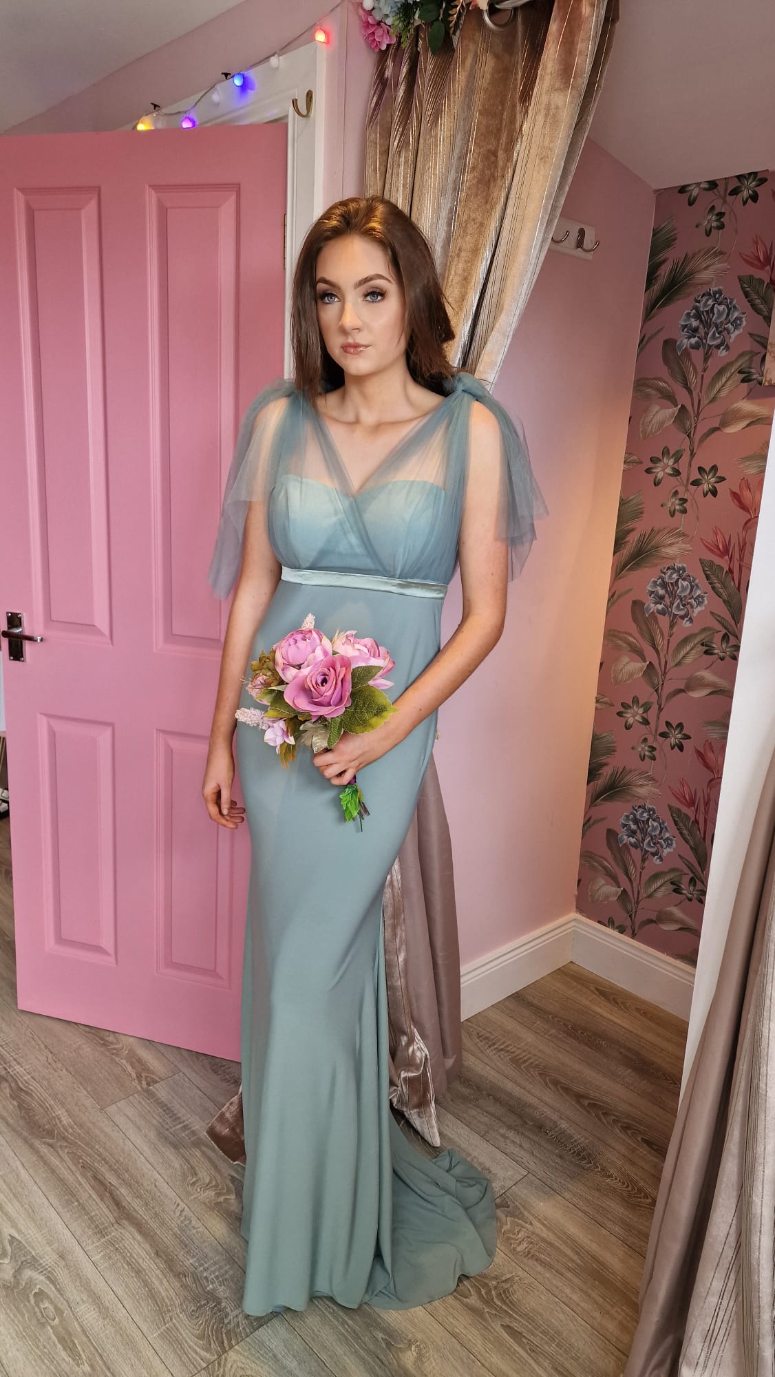 Alice Sage Green Used Sample Bridesmaid Dress Good Condition