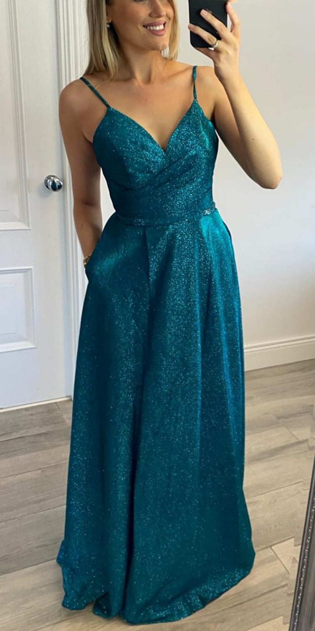 Teal Ballgown Plus Size Formal Prom Dress