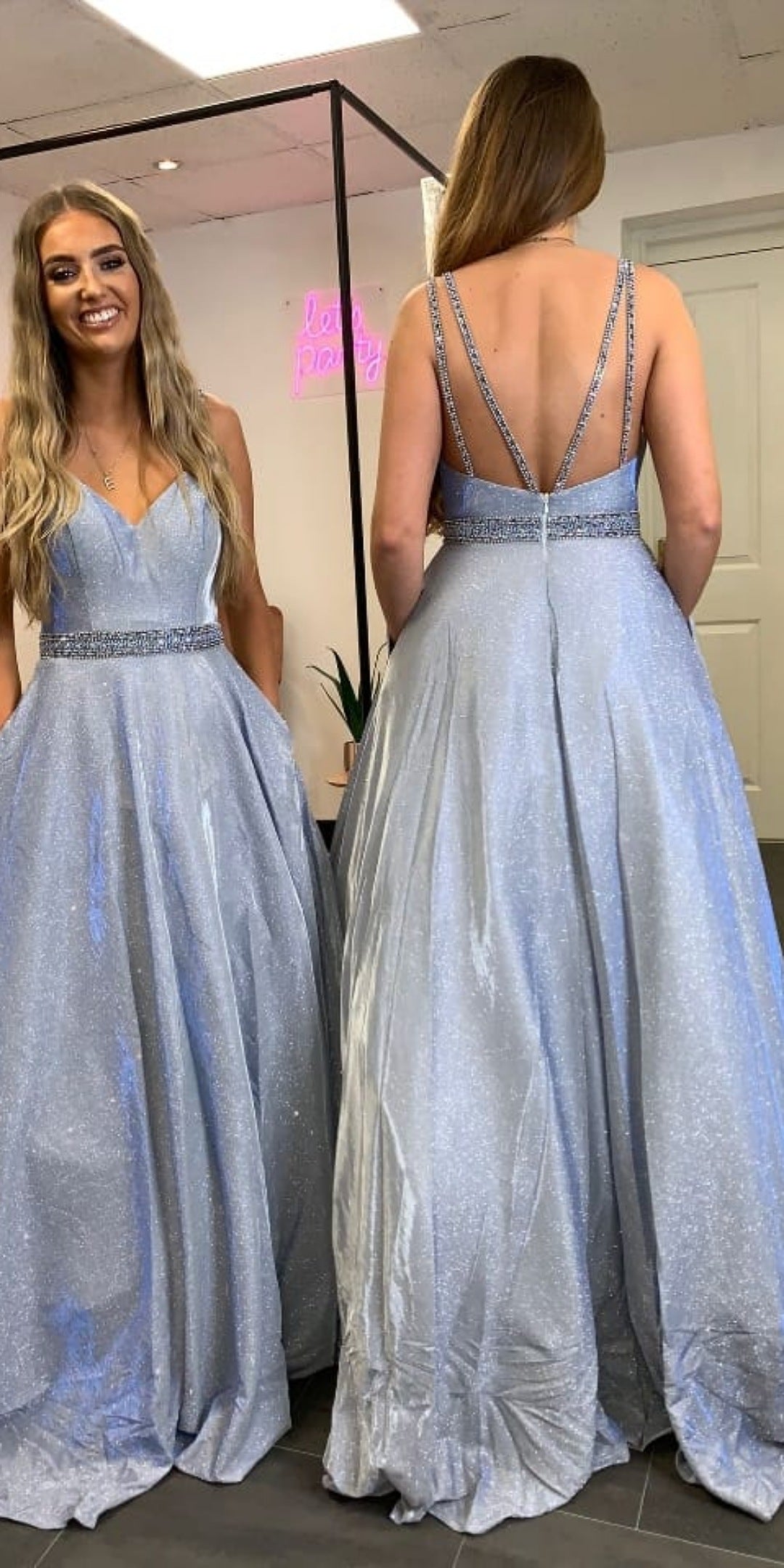 Light Blue Ballgown Plus Size Formal Prom Dress
