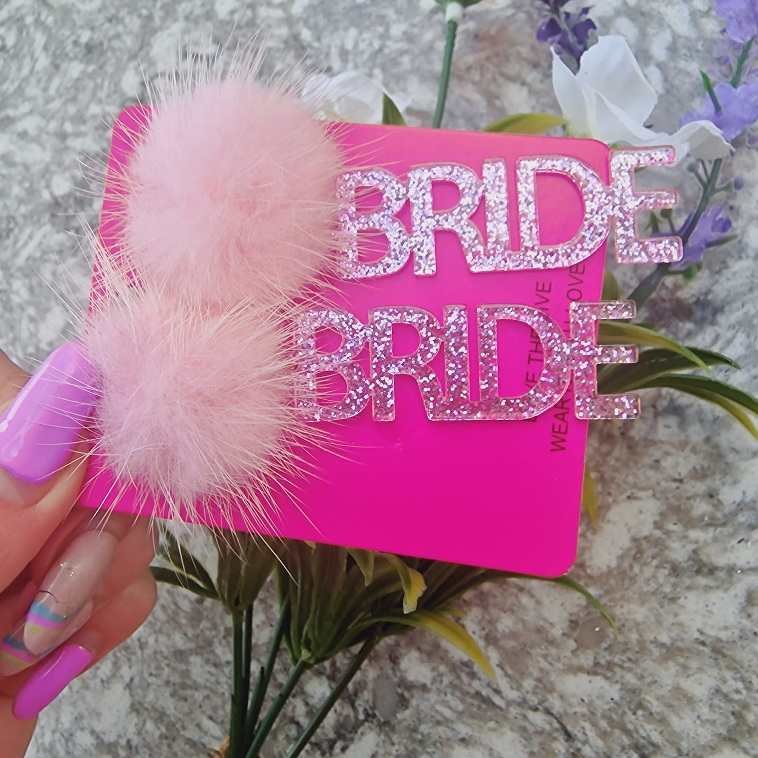 Pink Pom Pom Bride Earrings