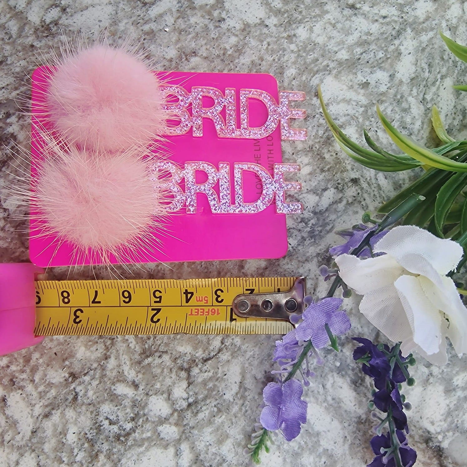 Pink Pom Pom Bride Earrings