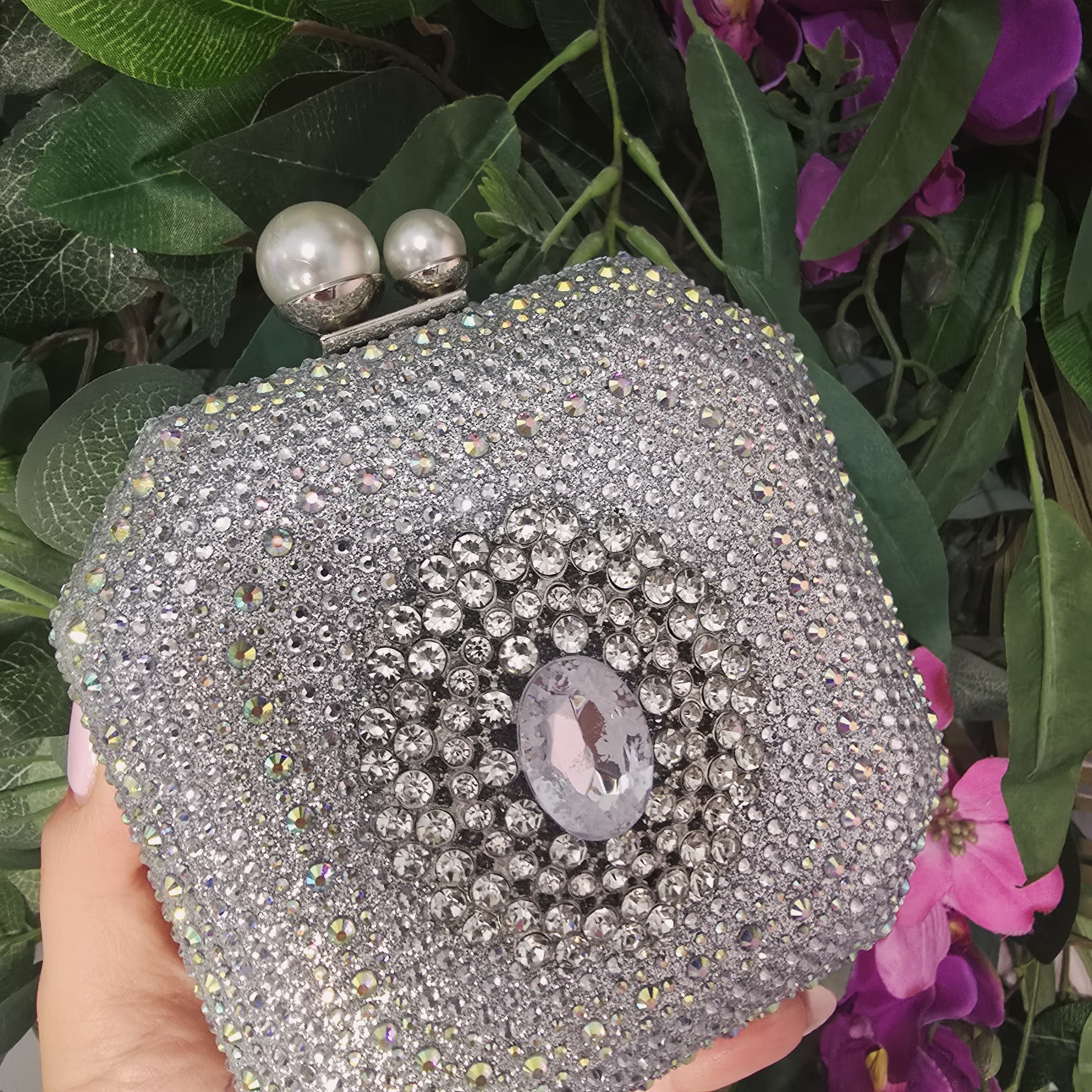 Emma Silver Diamond Clutch Handbag Success