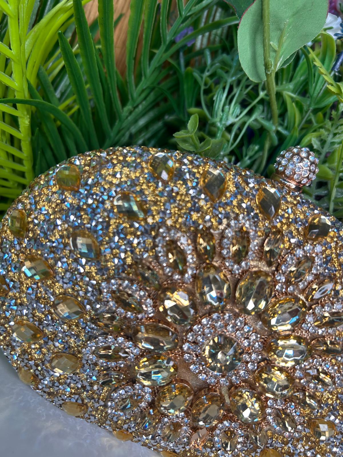 Maria Bronze Gold Crystal Clutch Handbag