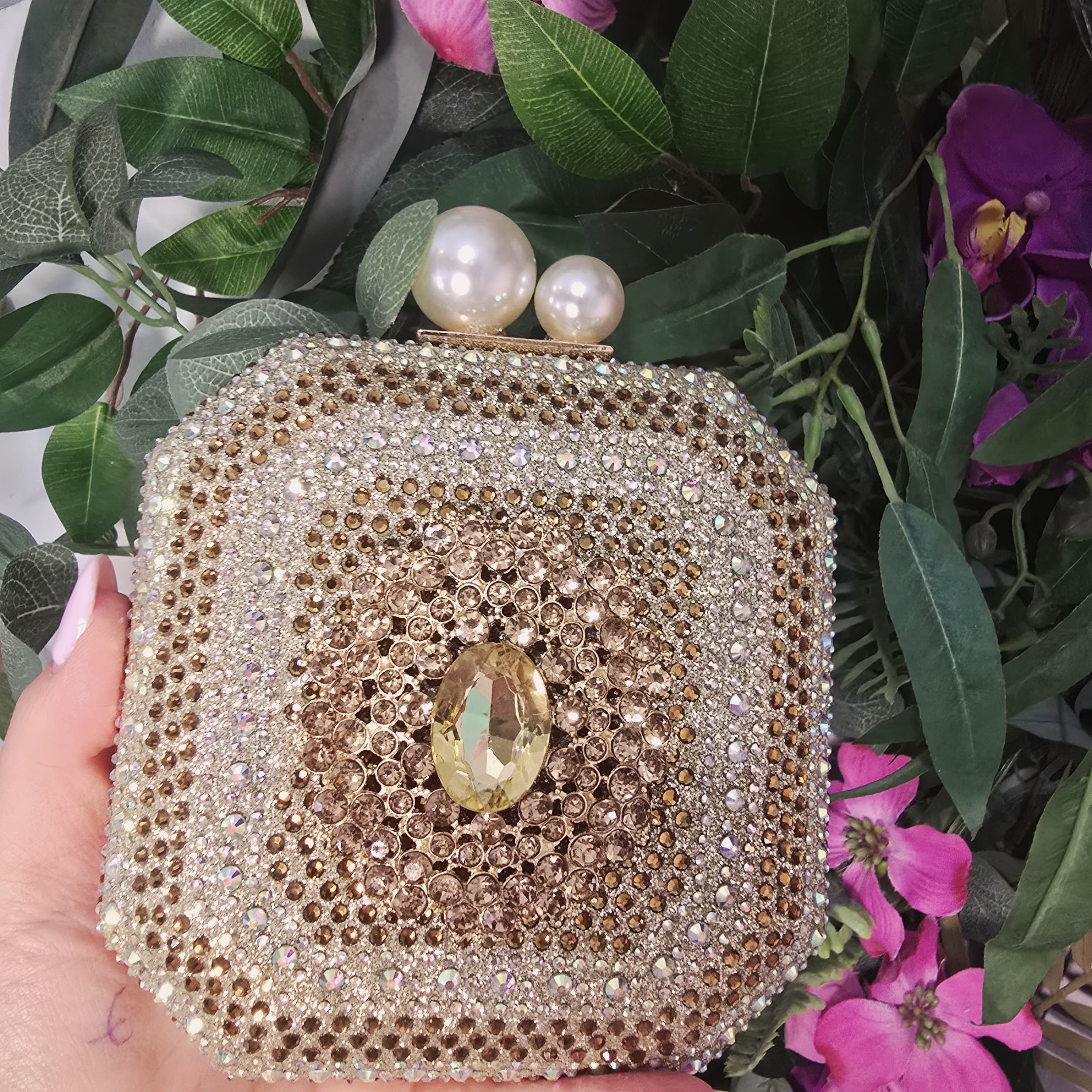 Emma Gold Diamond Clutch Handbag