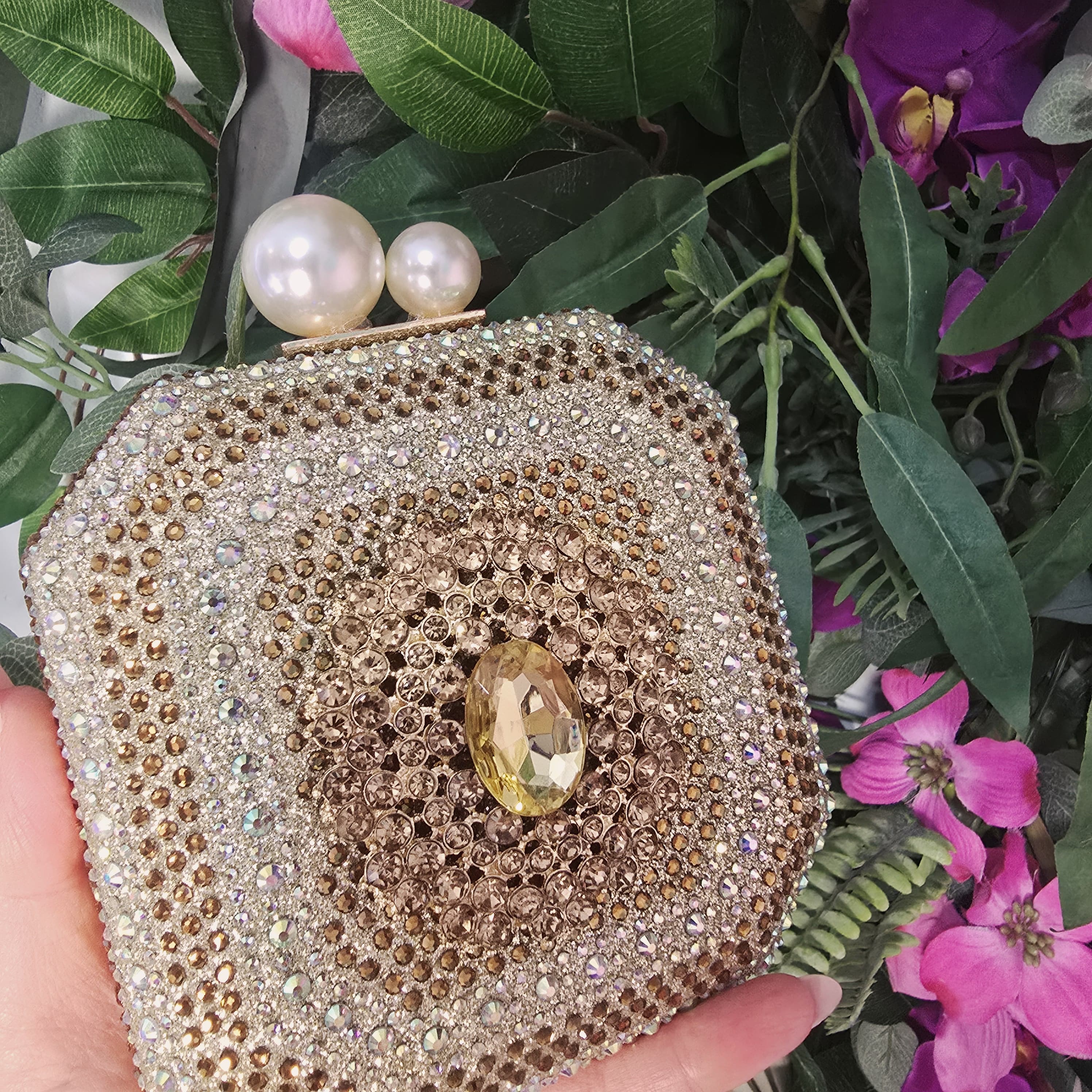 Emma Gold Diamond Clutch Handbag