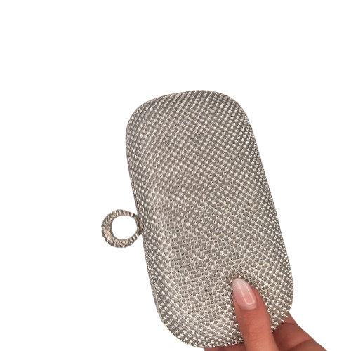 Megan Diamond Silver Clutch Handbag