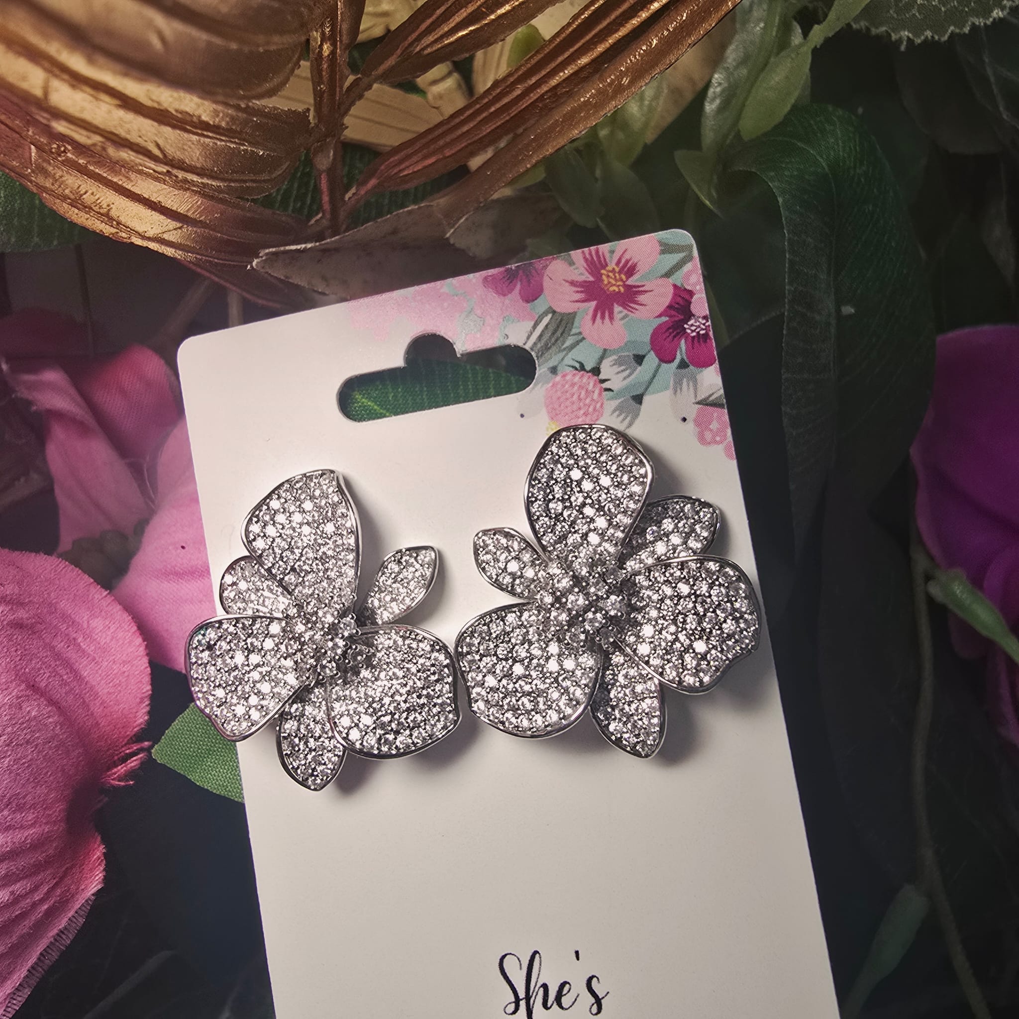 Emmie Silver Flower Earrings