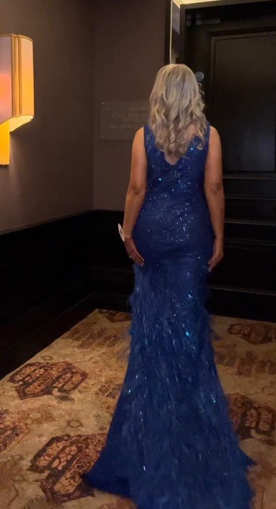 Blue Portia & Scarlett Prom Pageant Black Tie Event Hire Dress