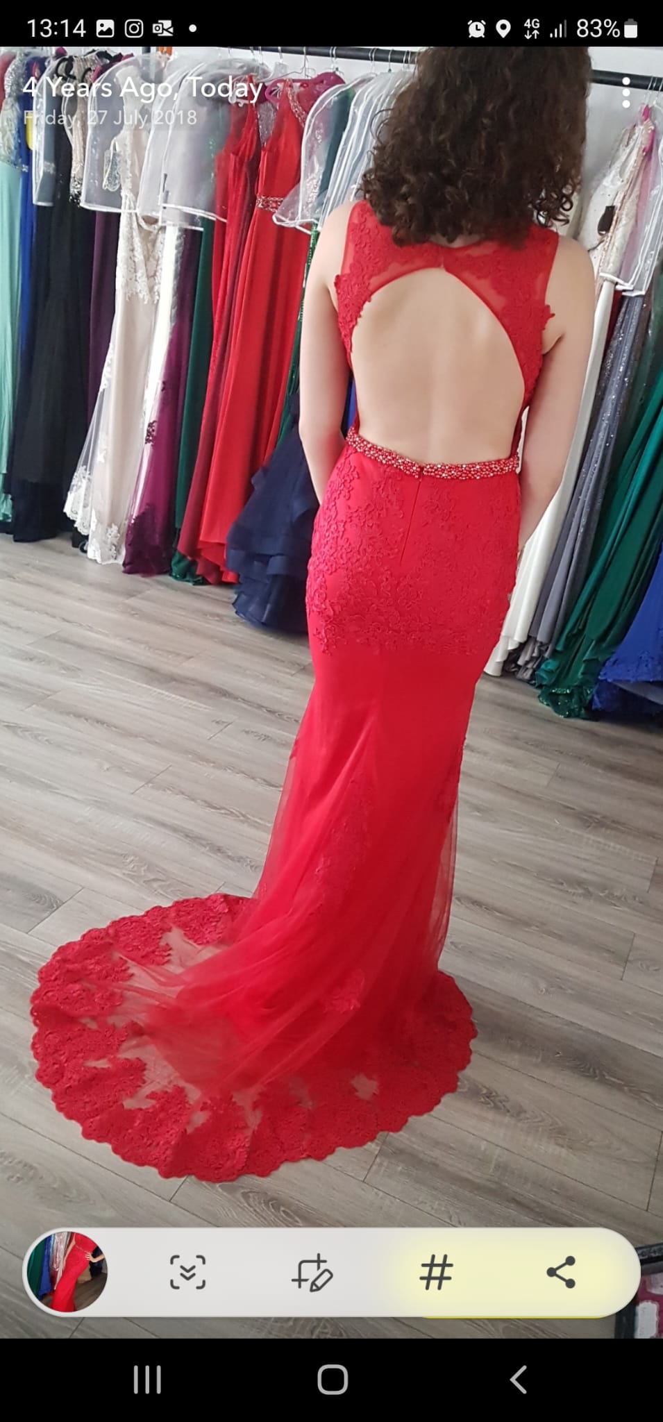 Evelyn Red High Neck Lace Detail Formal Prom Dress