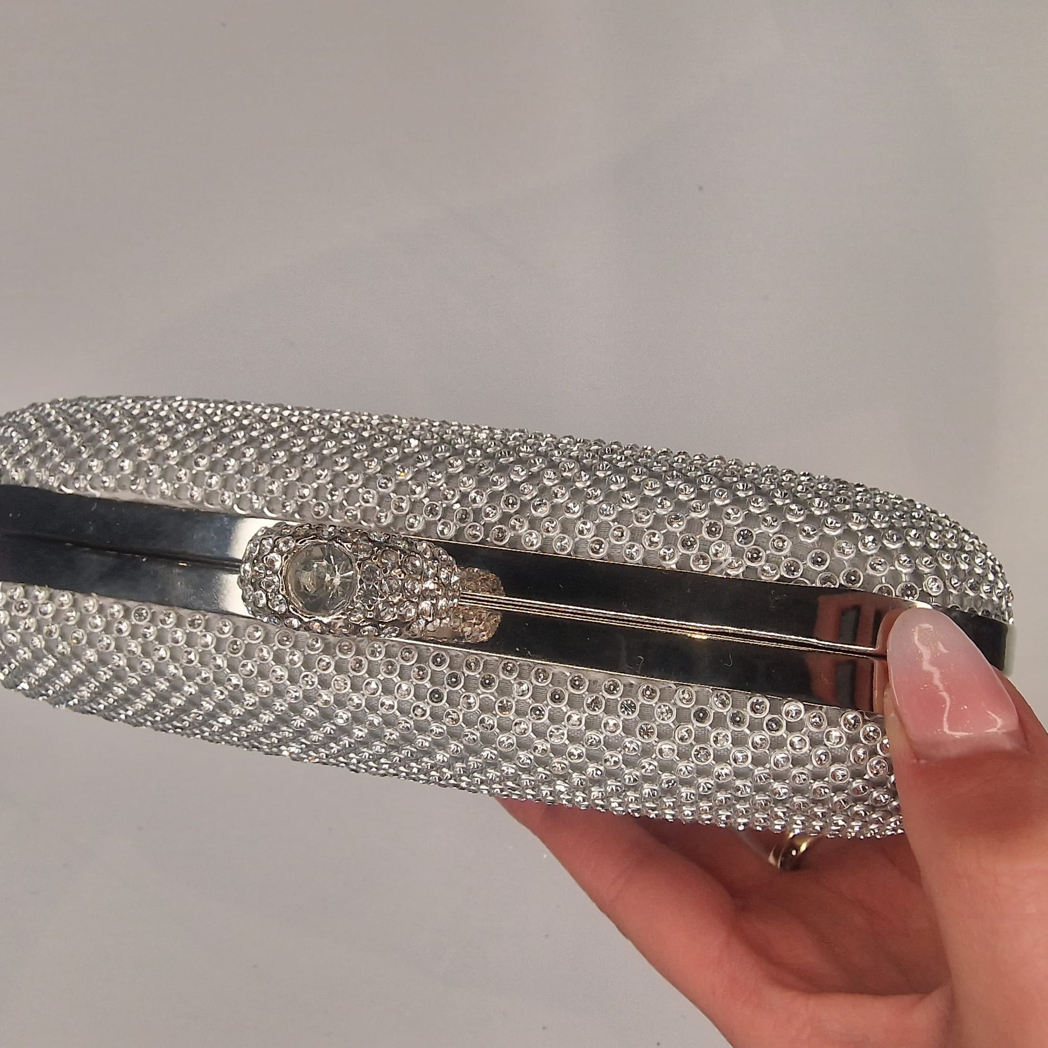 Megan Diamond Silver Clutch Handbag