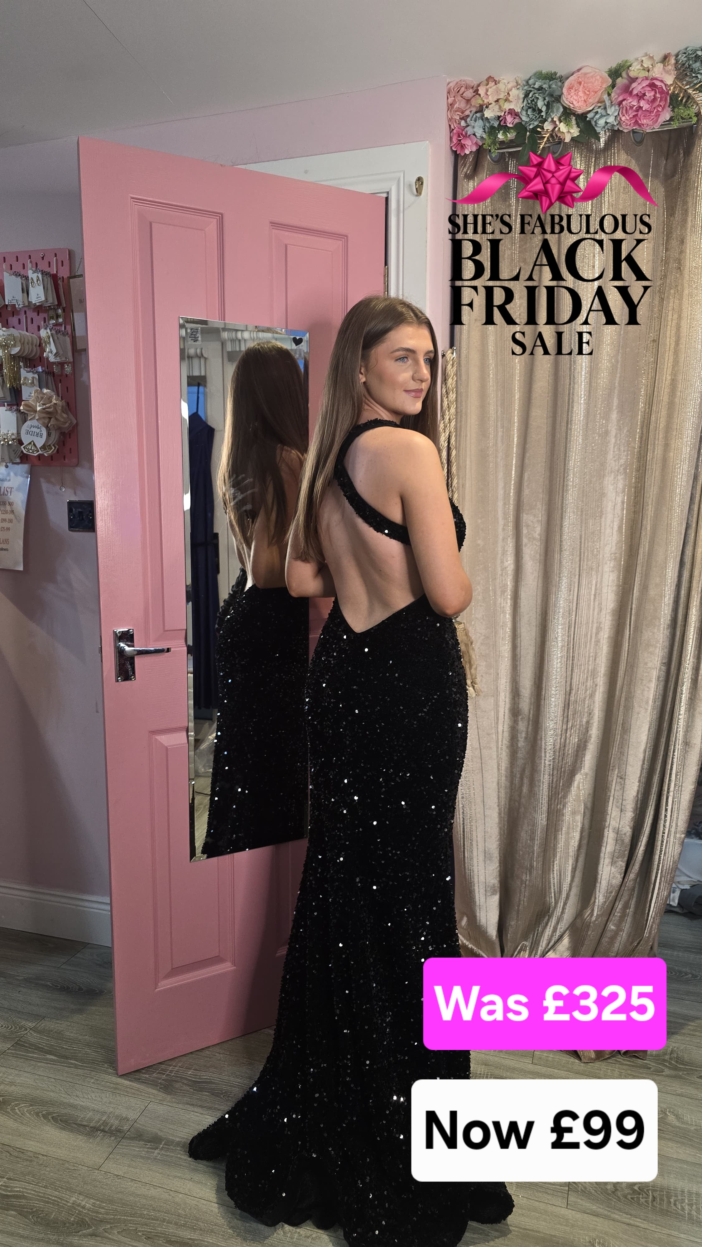 Adele Criss Cross Straps Black Glitter Formal Prom Dress