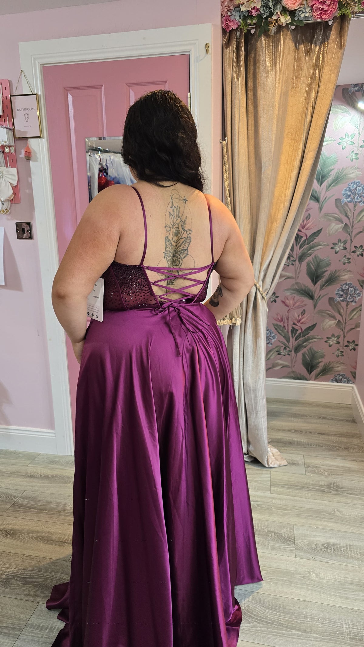 Lydia Purple Silk Satin Sweetheart Neckline And Beaded Bodice Ballgown Formal Prom Dress Ball Gown