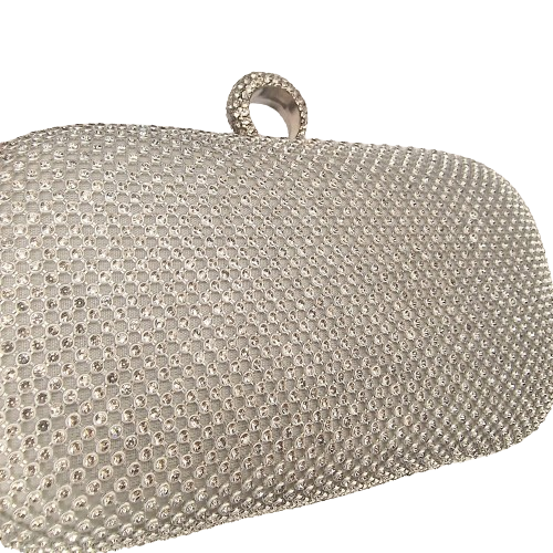 Megan Diamond Silver Clutch Handbag
