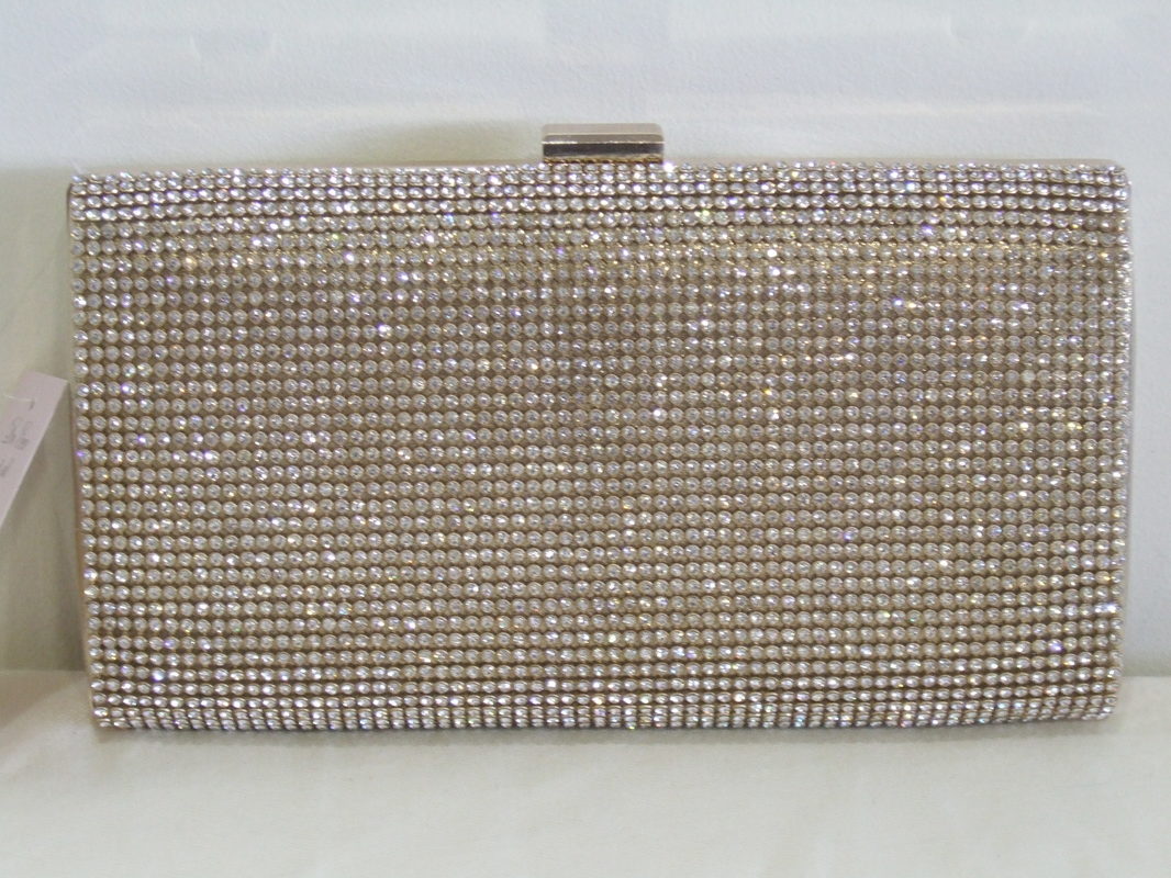 New York Rose Gold Crystal Clutch Bag