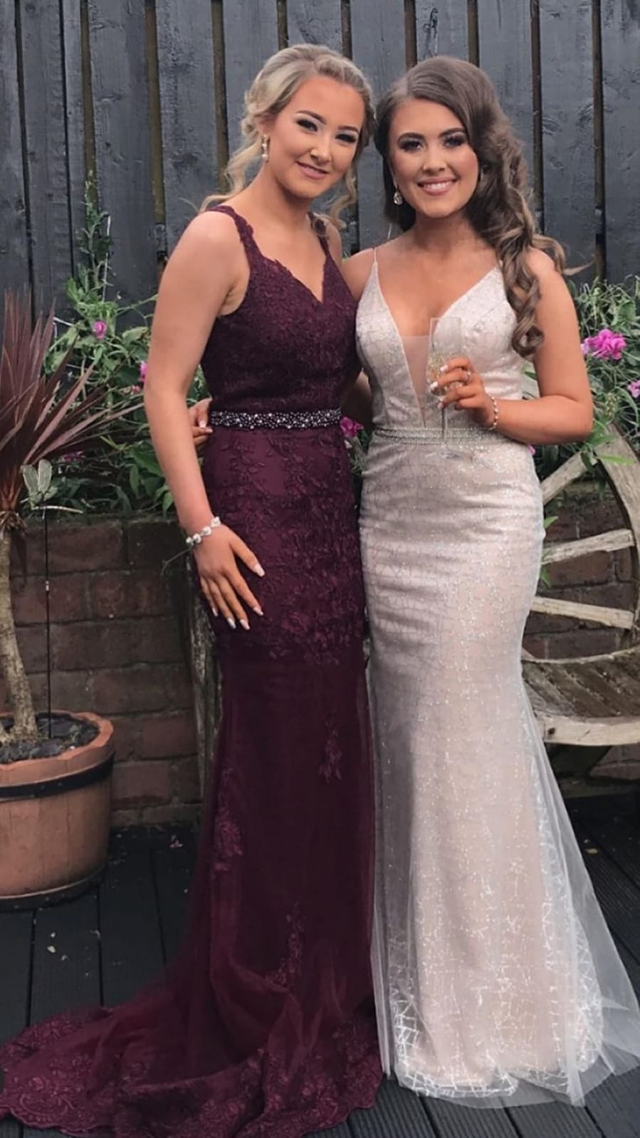 Evelyn Burgundy V Neck Formal Prom Dress