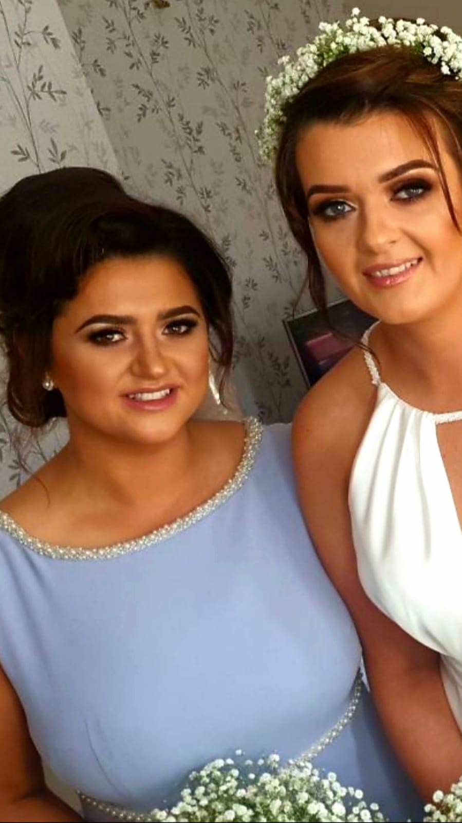 Sienna Baby Blue Pearl Neck And Belt Plain & Elegant Bridesmaids Dress