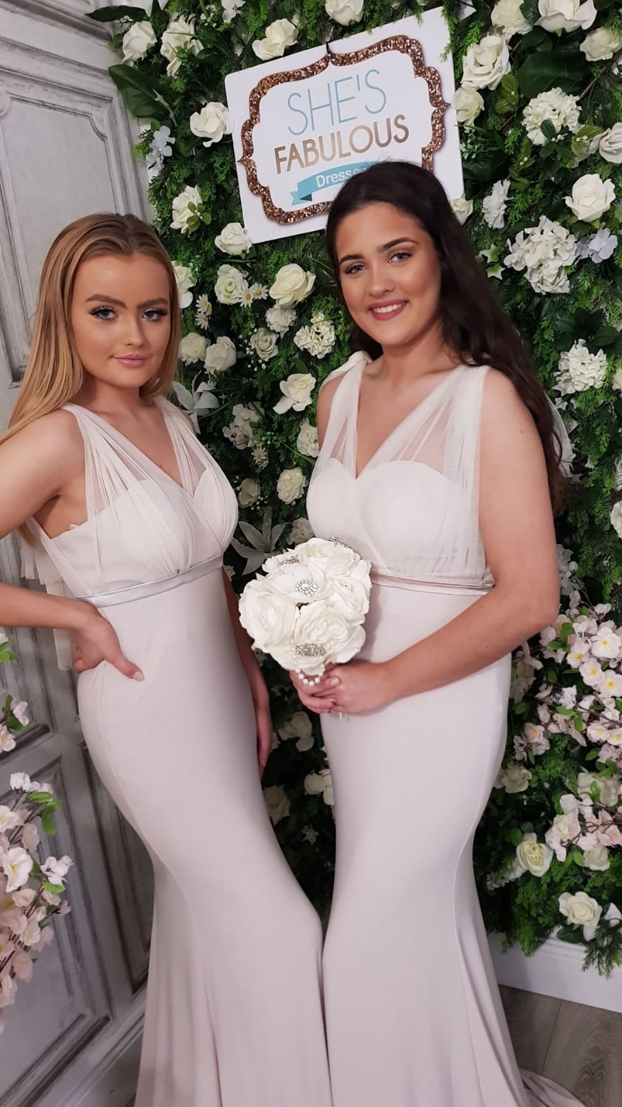 Alice Ivory V Neck Fitted Bridesmaids Dress