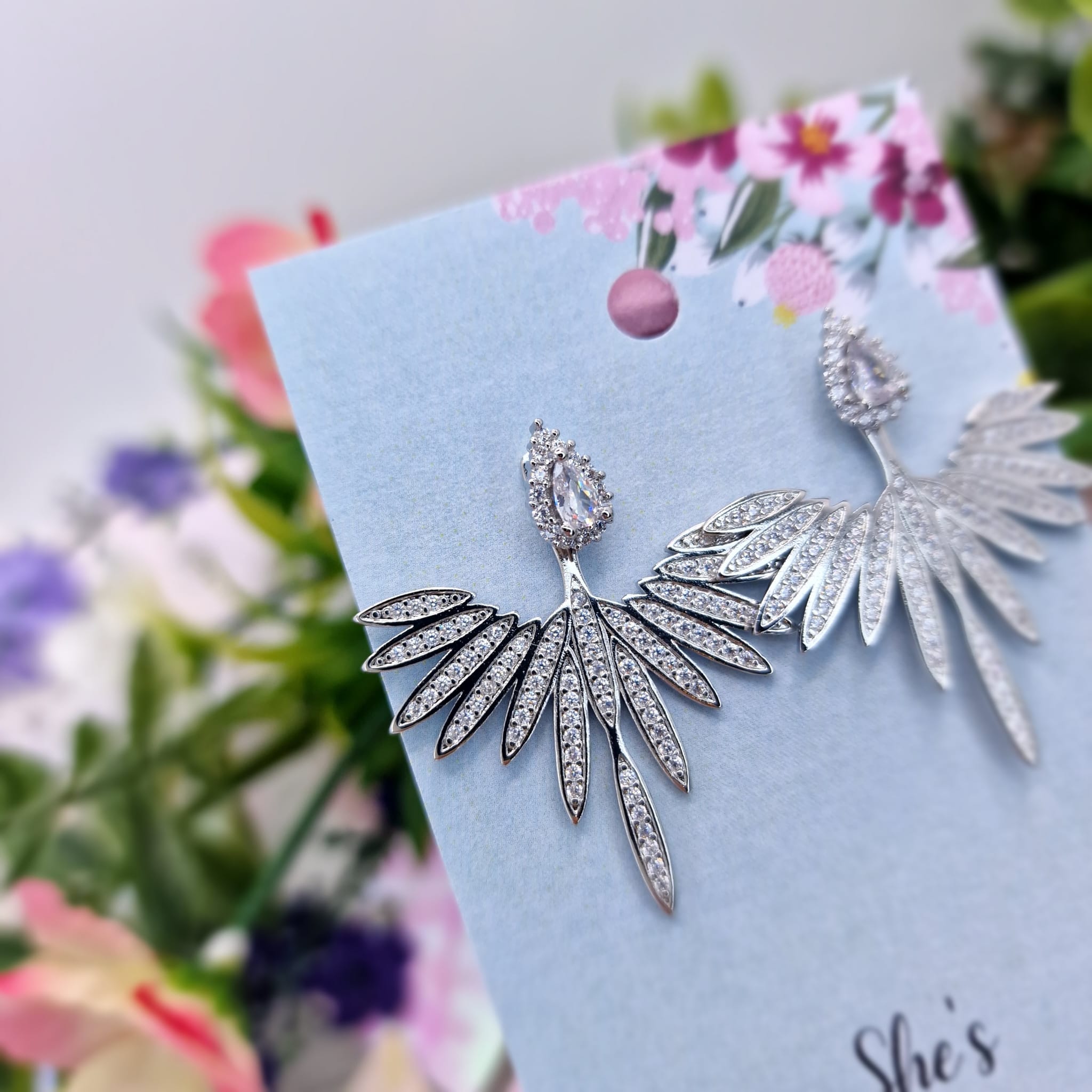 Eva Angel Wing Crystal Behind Lobe Earrings