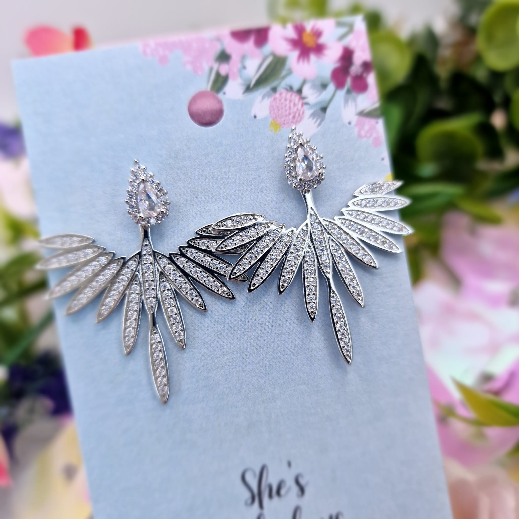 Eva Angel Wing Crystal Behind Lobe Earrings