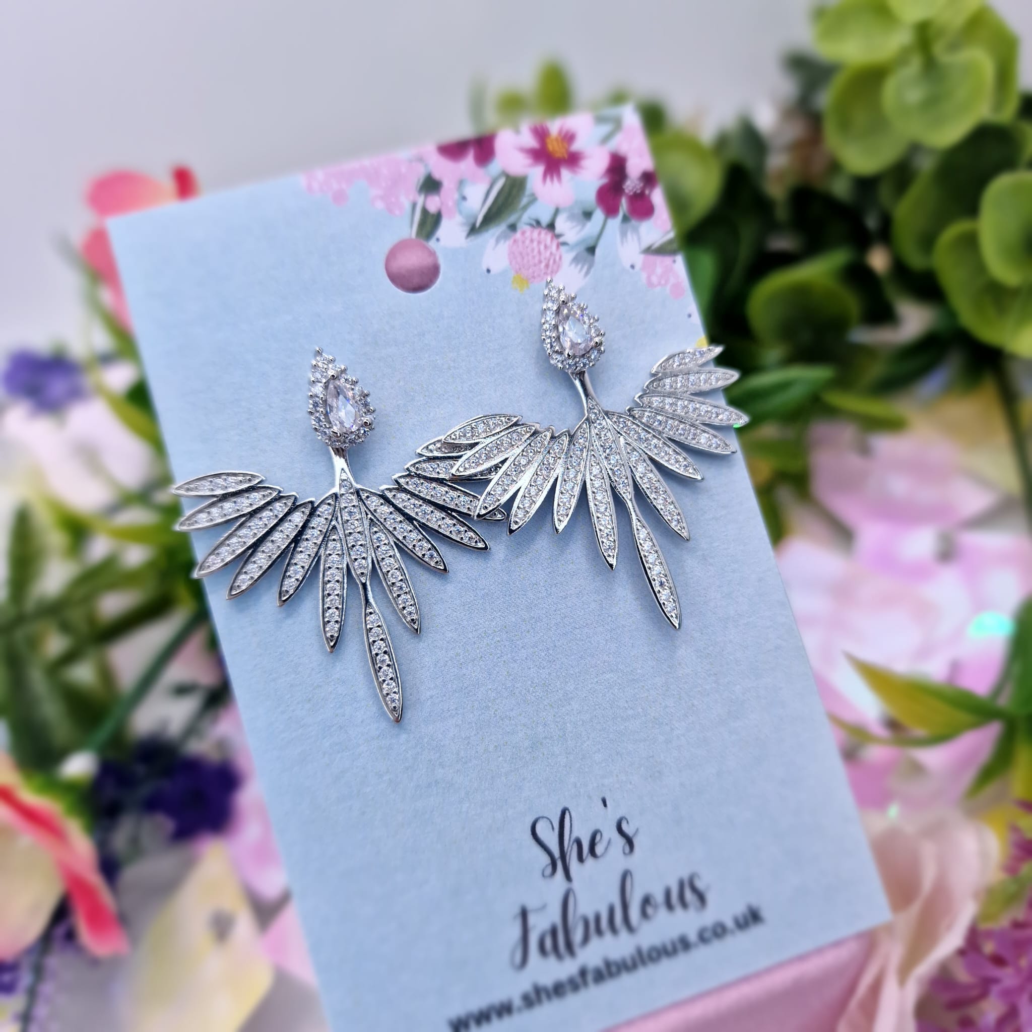 Eva Angel Wing Crystal Behind Lobe Earrings