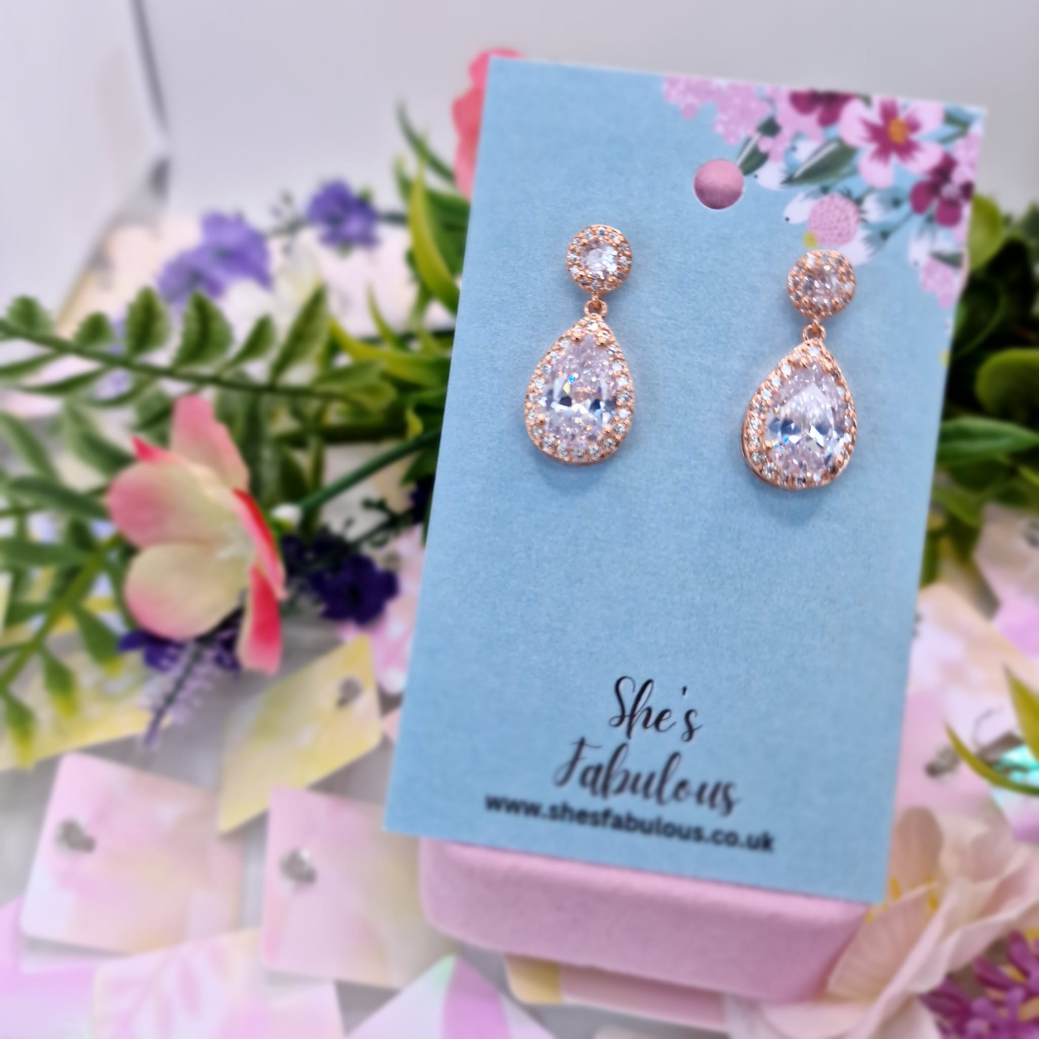 Emma Rose Gold And Crystal Earring
