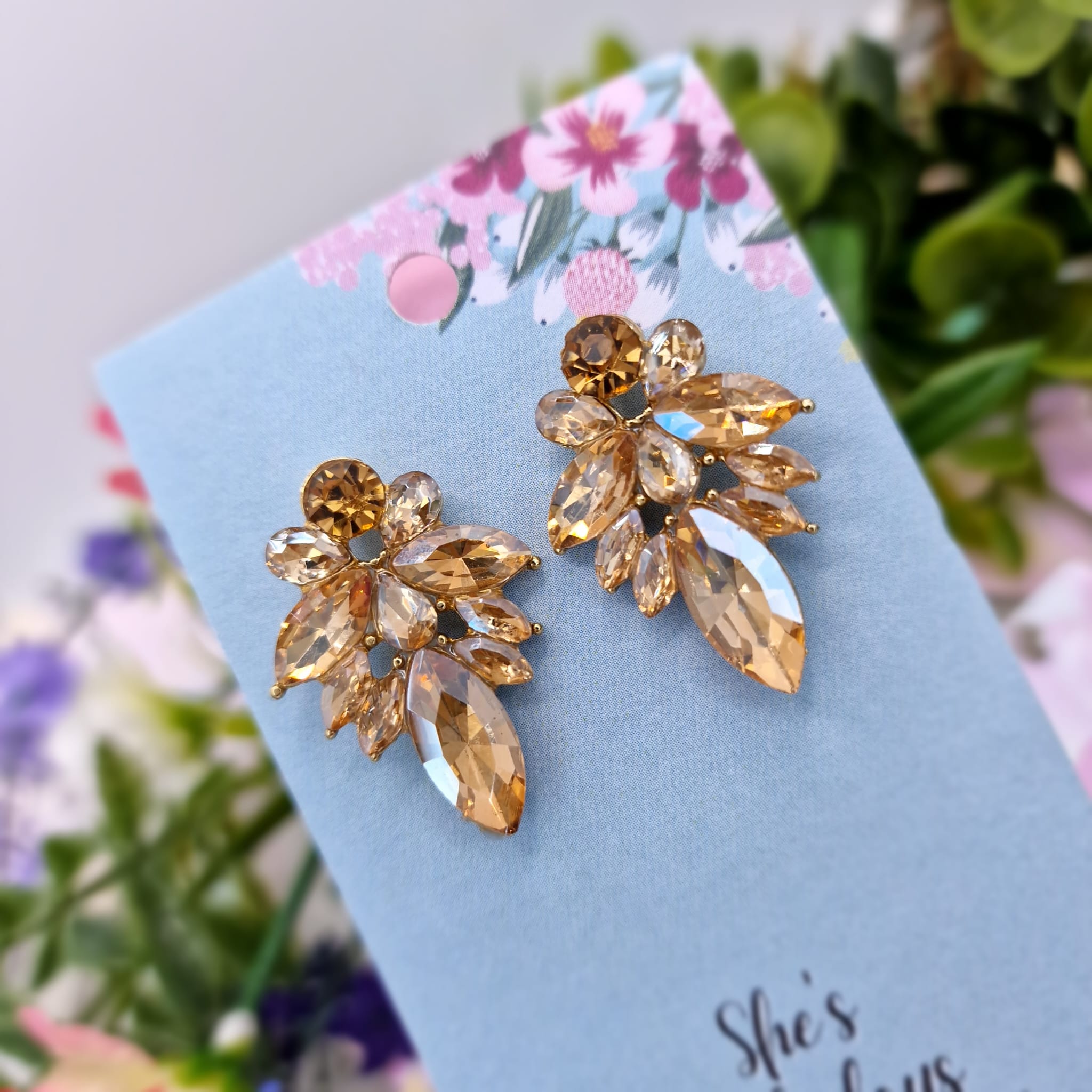Evie Bronze Gold Drop Stud Earrings