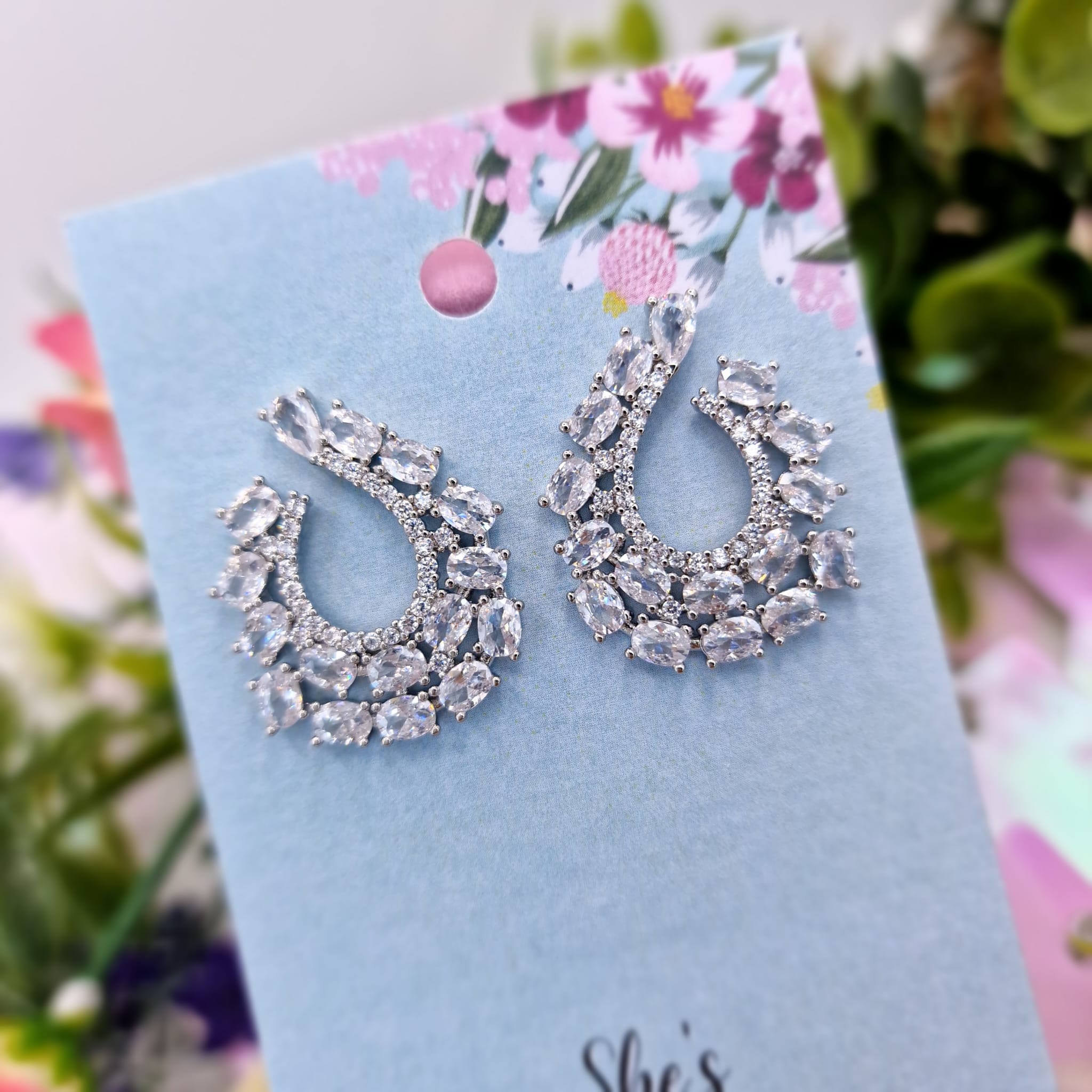 Eloise Art Deco Round Large Cubic Zirconia Studs Earrings