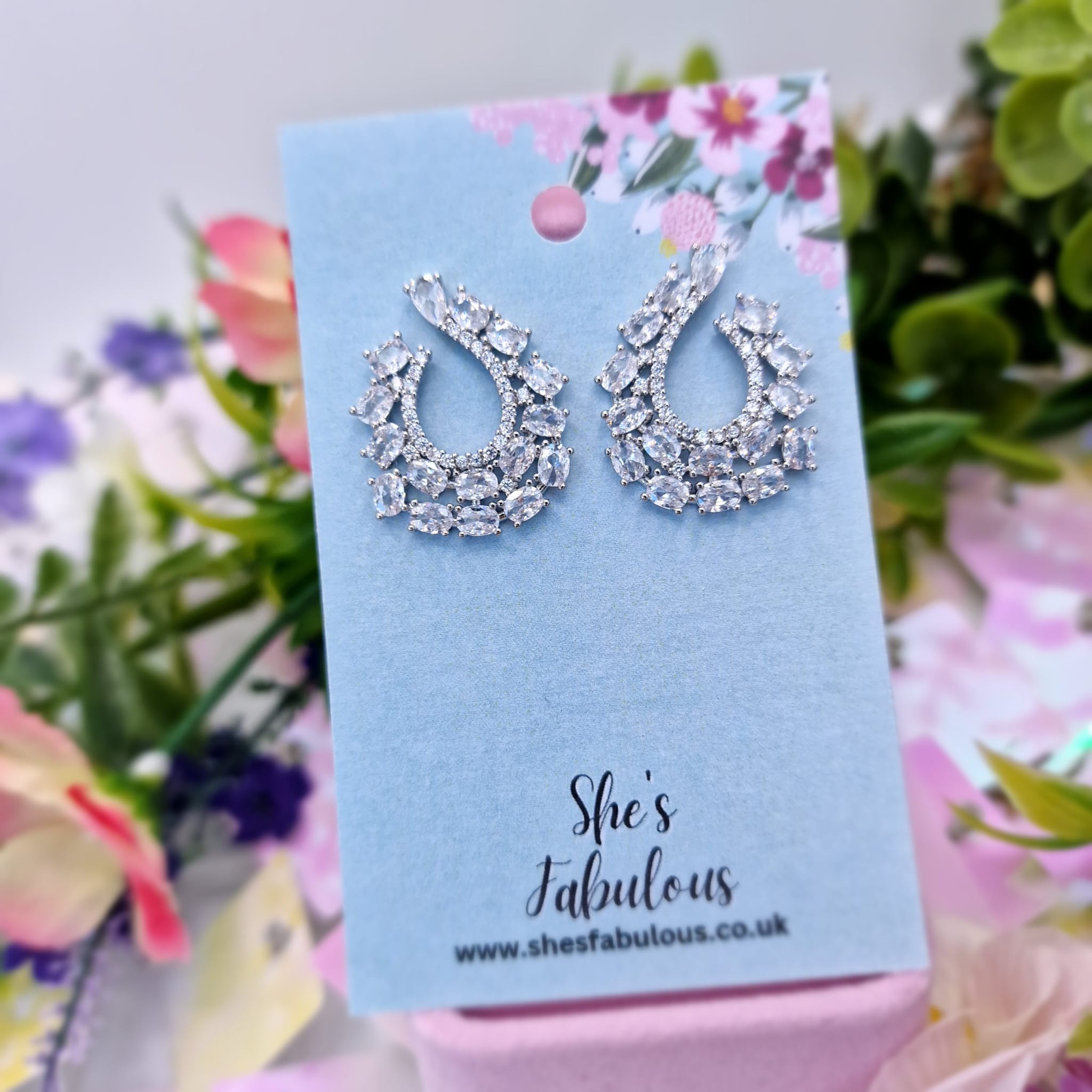 Eloise Art Deco Round Large Cubic Zirconia Studs Earrings