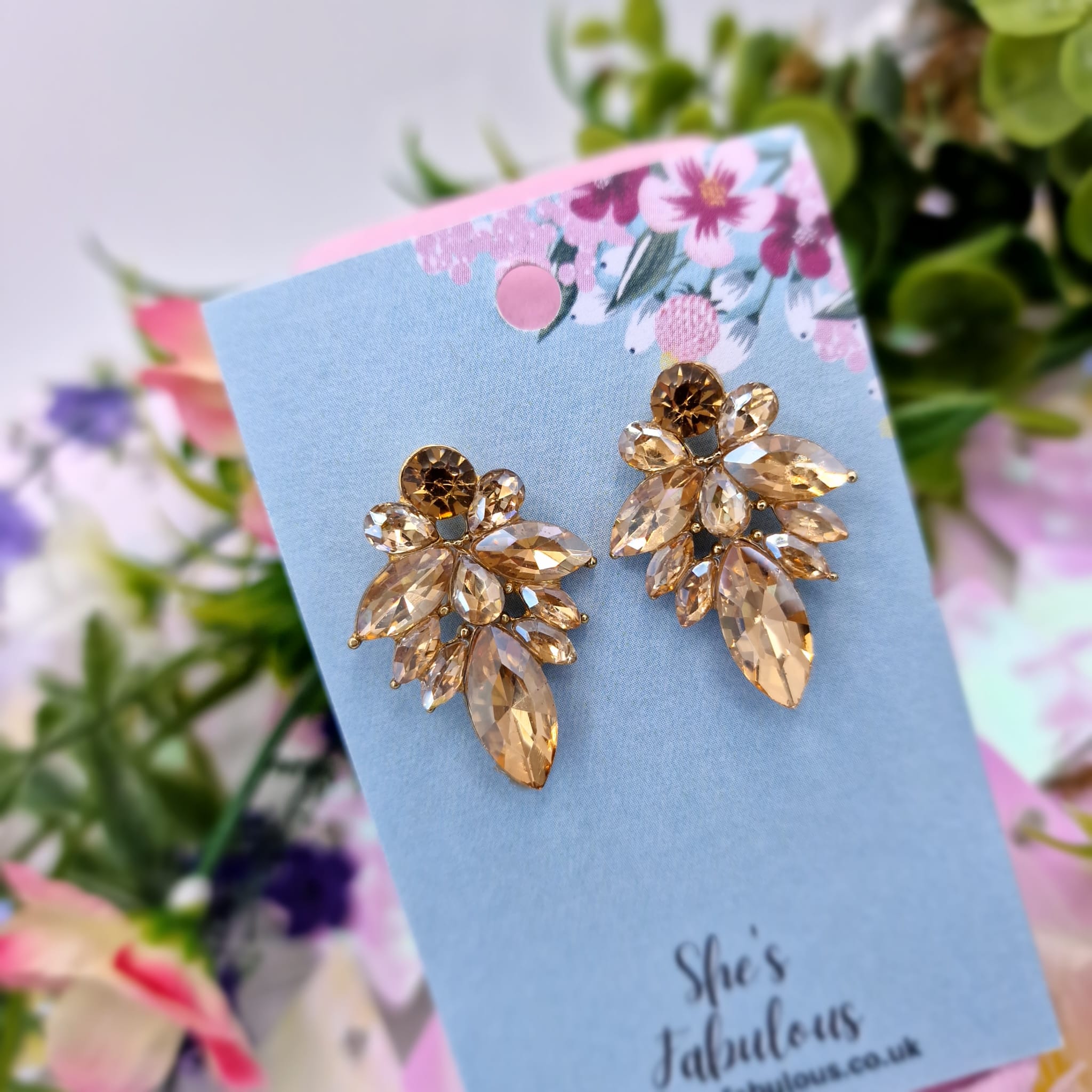 Evie Bronze Gold Drop Stud Earrings