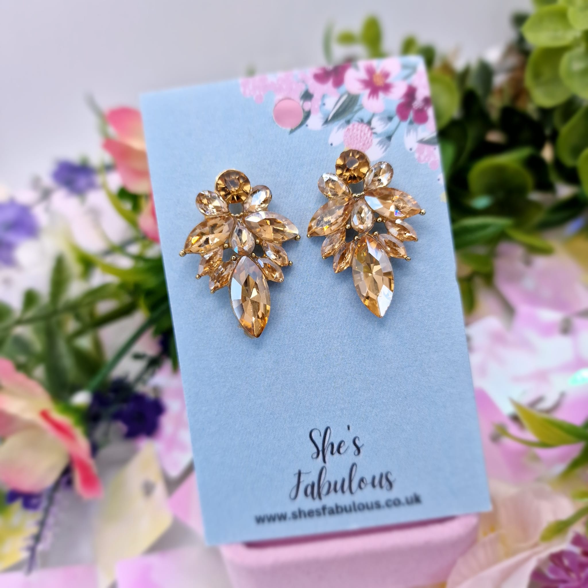 Evie Bronze Gold Drop Stud Earrings