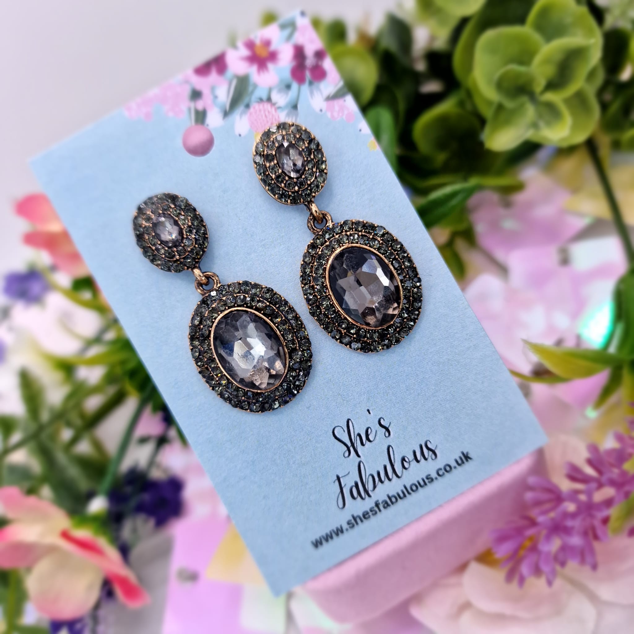 Emberlyn Grey Crystal Drop Earrings