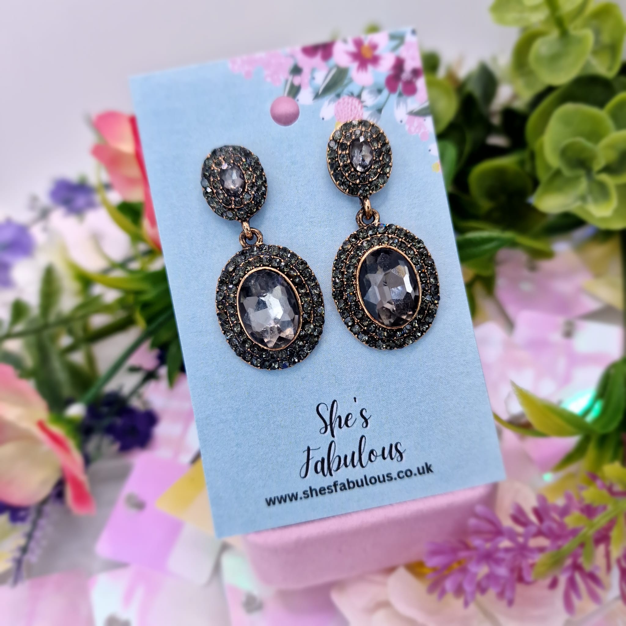 Emberlyn Grey Crystal Drop Earrings
