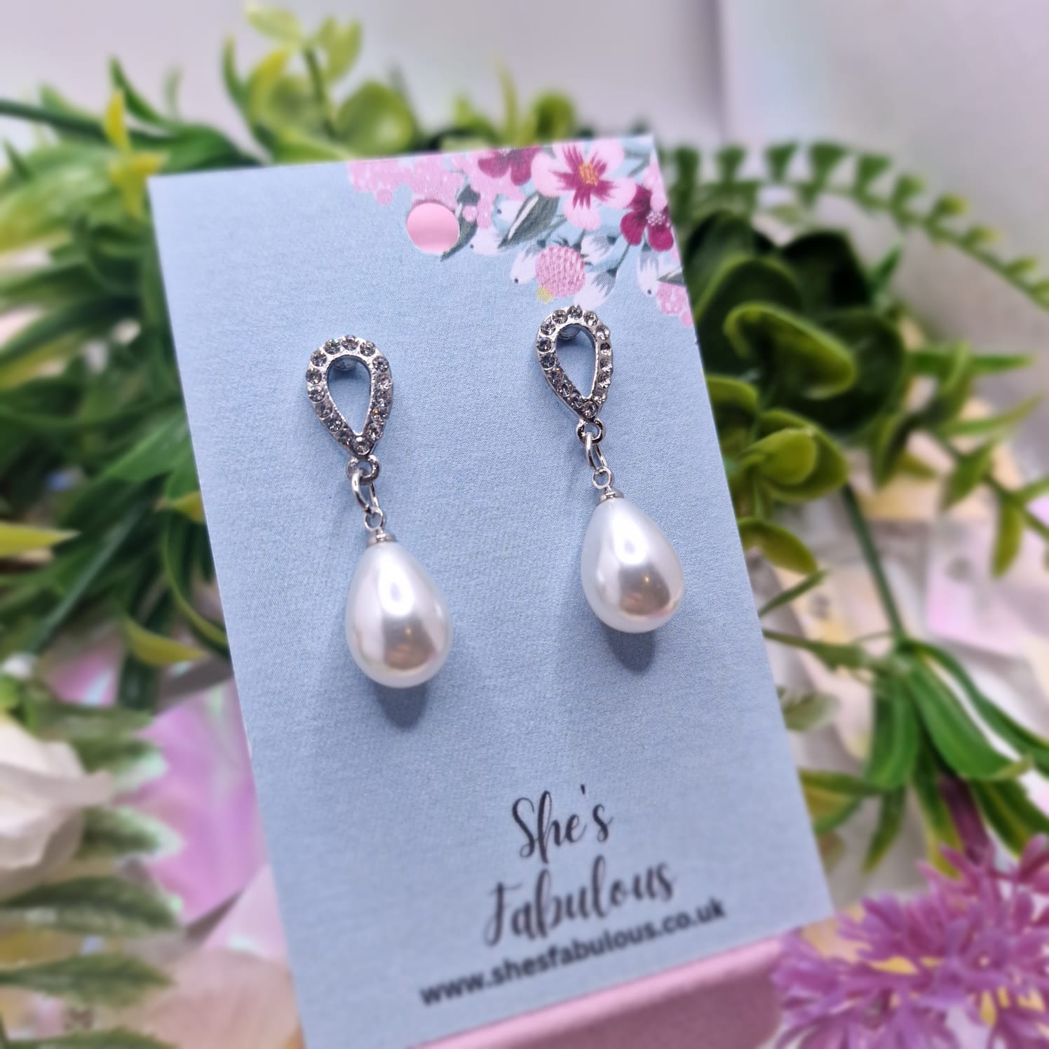 Elena Teardrop Pearl Drop Earrings