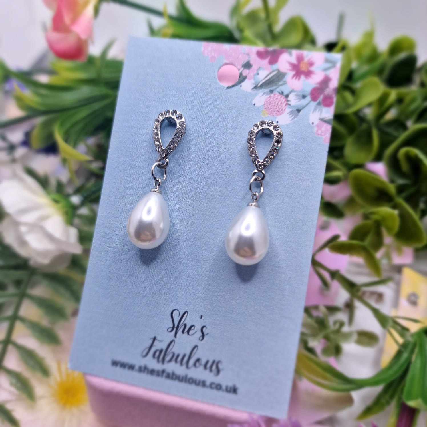 Elena Teardrop Pearl Drop Earrings