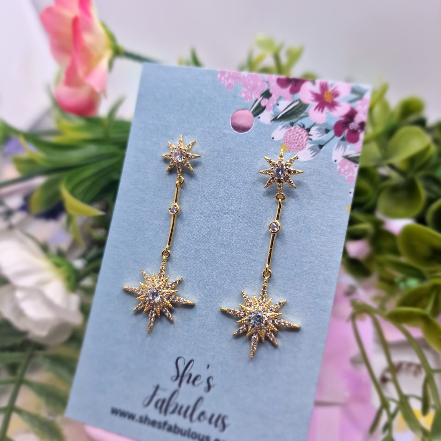 Emelia Celestial Star Crystal Dangle Earrings